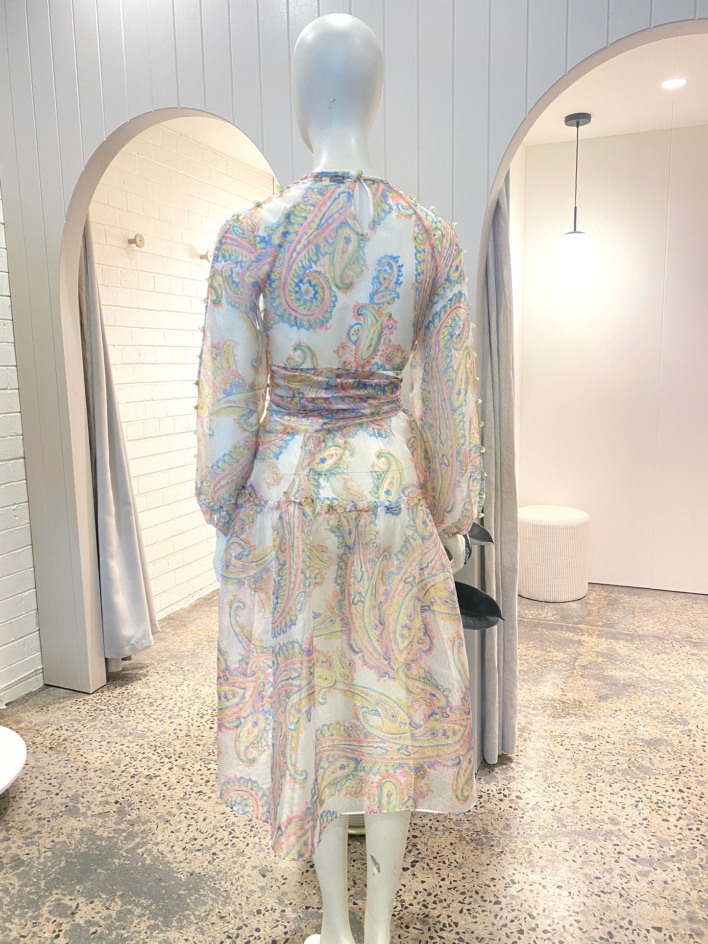 White Label Noba Sheer Paisley Midi Dress - Size 8/10