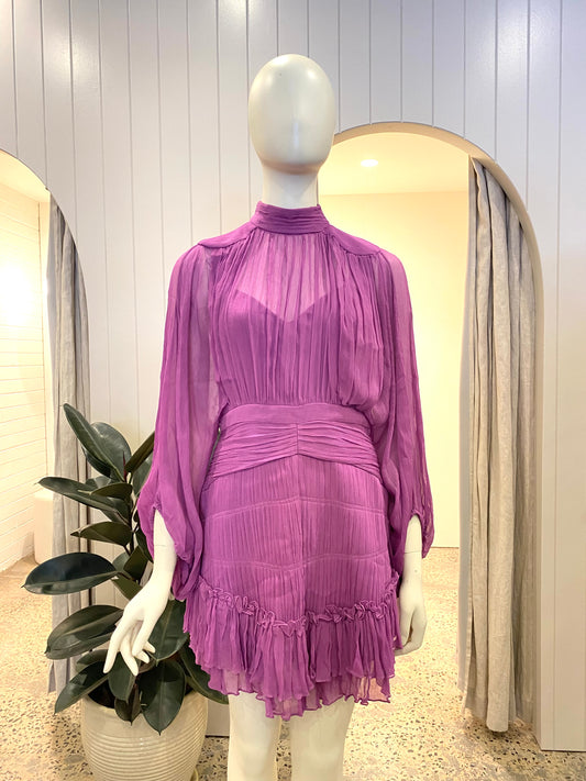 Shona Joy Emilia Long Sleeve Mini Dress in Ultra Violet - Size 10