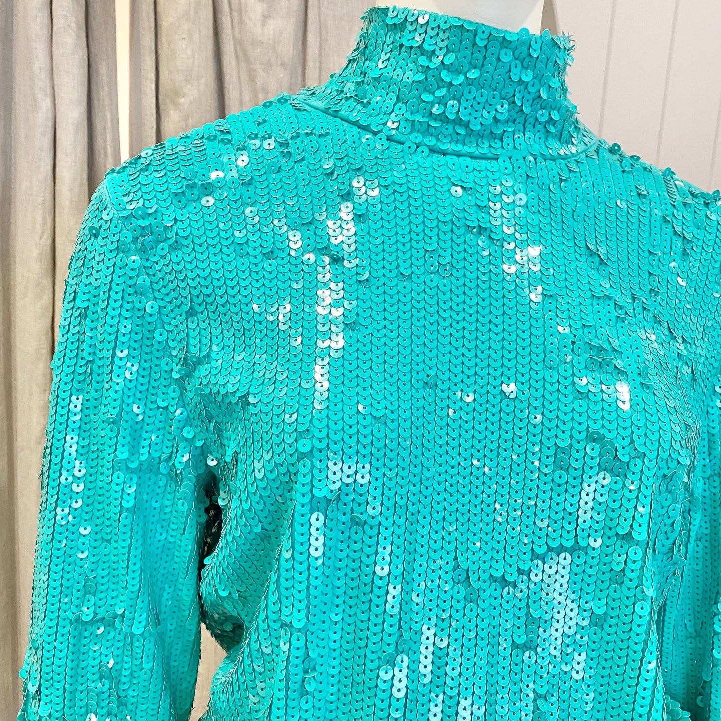COS Sequin Blouse in Teal - Size 8