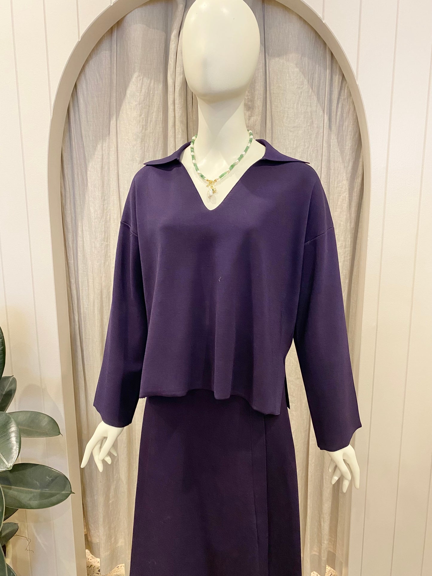 Country Road Crepe Knit Set in Eggplant - Size 6/8