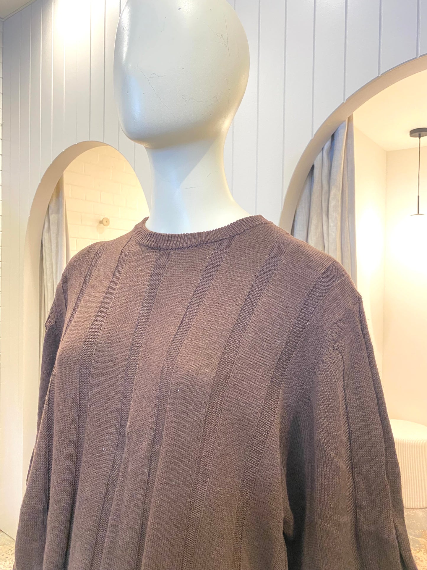 Dissh Ribbed Knit Tunic in Chocolate - Size 14/16