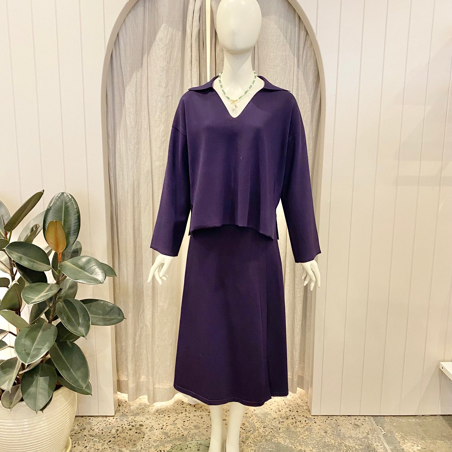 Country Road Crepe Knit Set in Eggplant - Size 6/8
