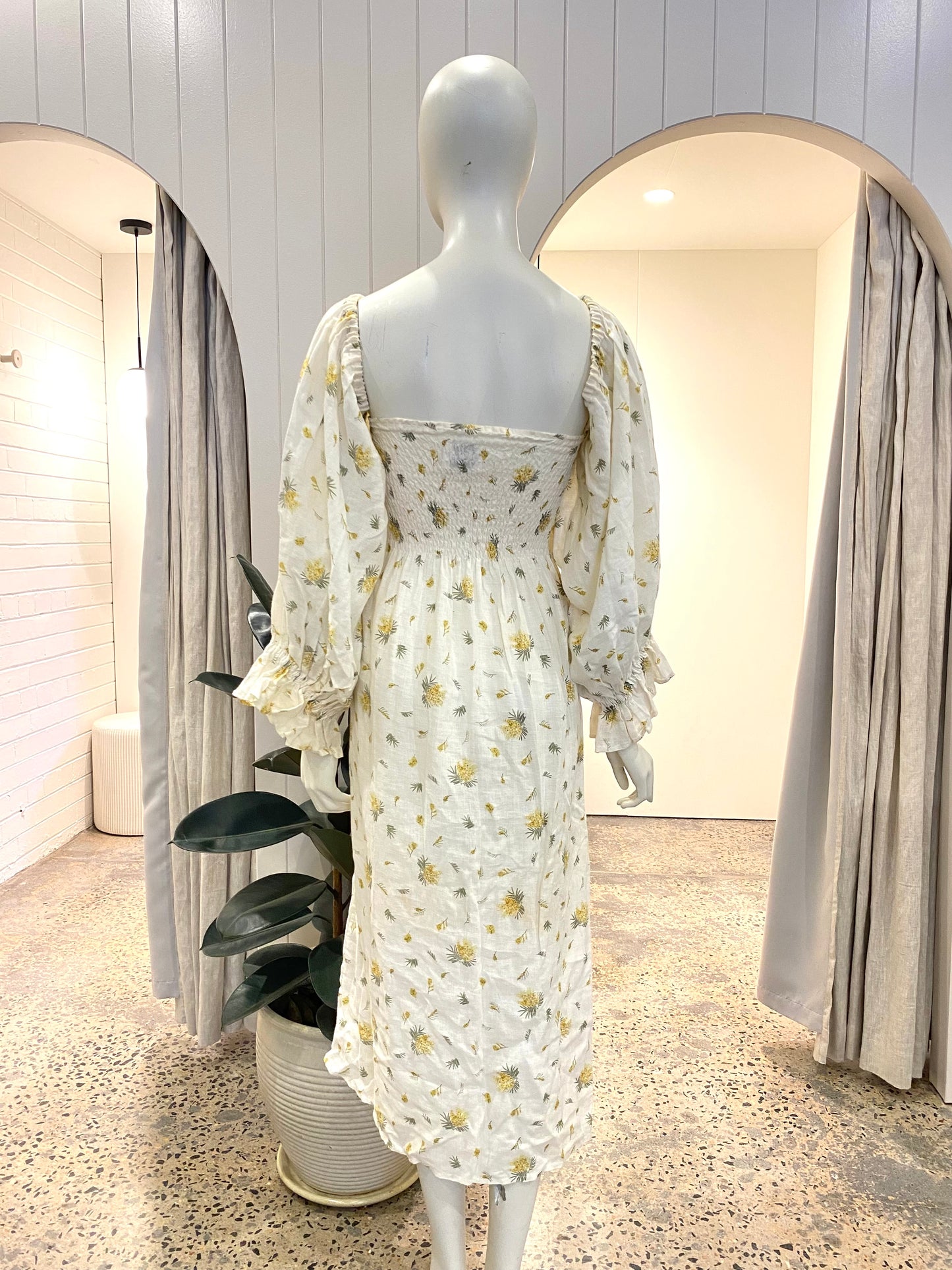 Sleeper Atlanta Smocked Midi Dress - Size Small (10)