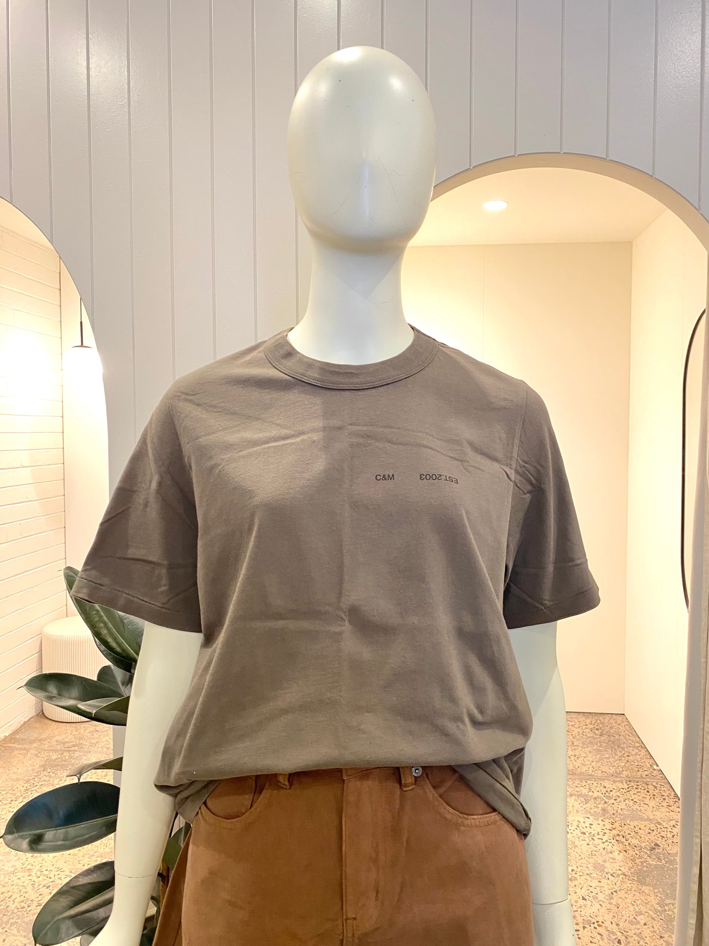 Camilla and Marc Drak Grey Logo Tee - Size 10