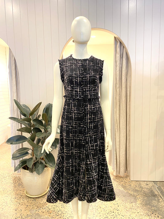 Country Road Tweed Midi Dress - Size 8
