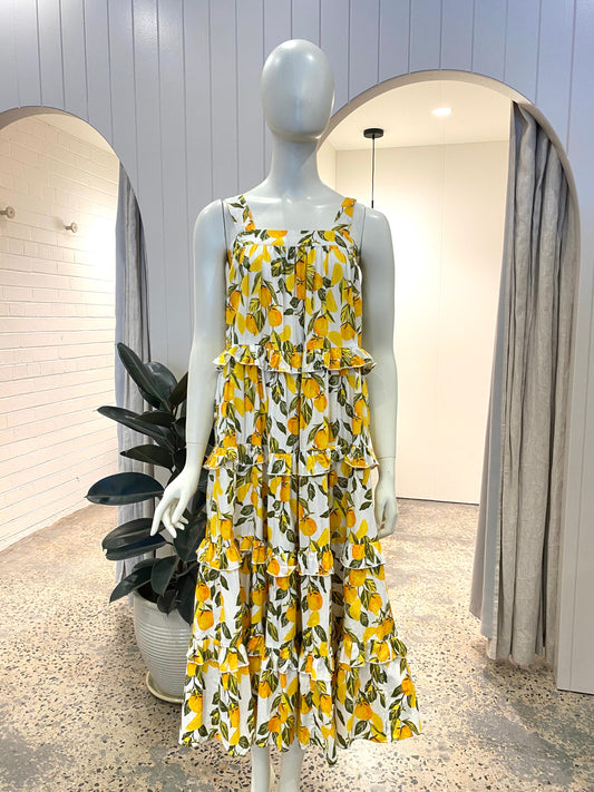 Never Fully Dressed Orange Grove Midi Dress - Size 6