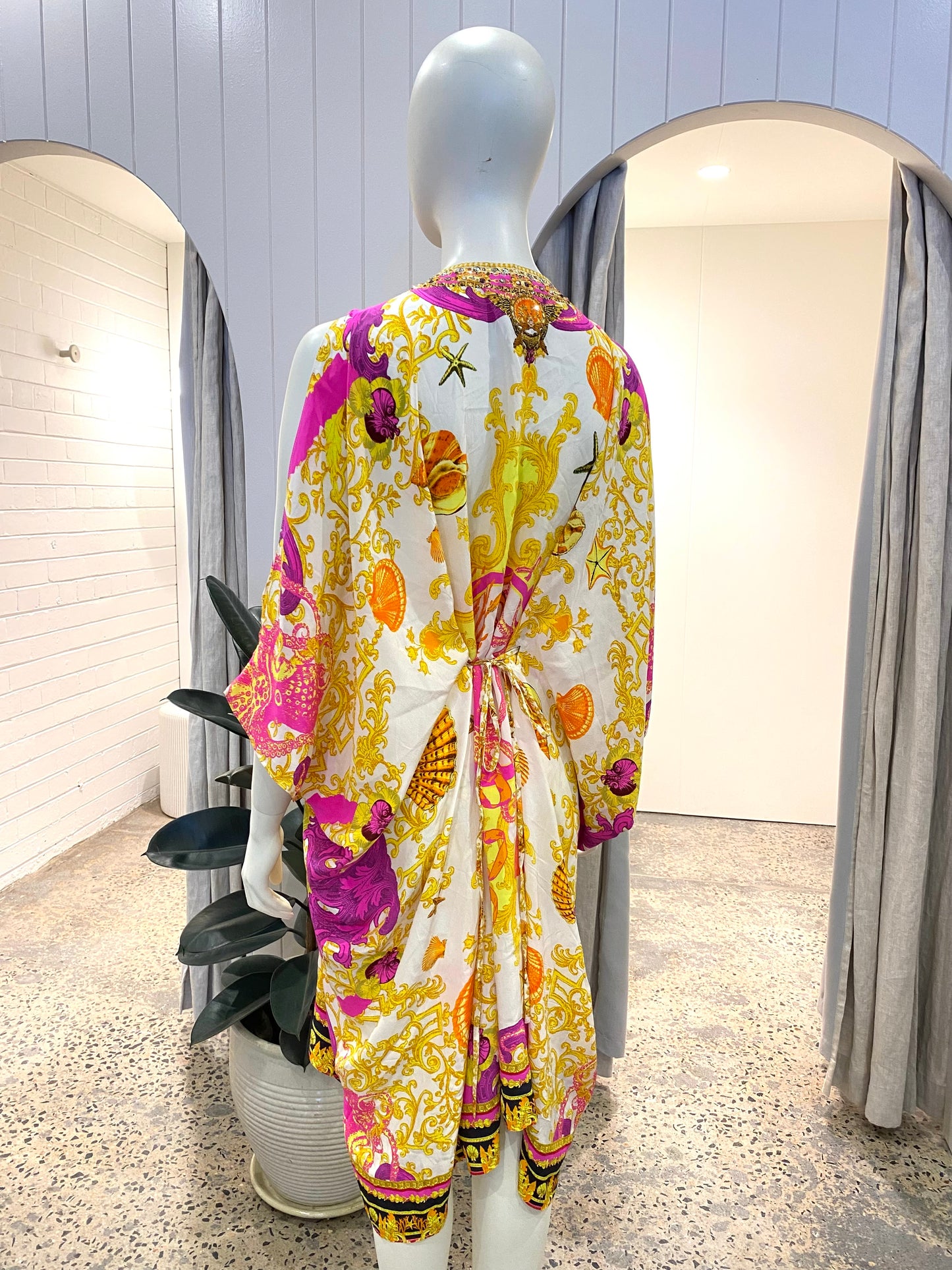 Camilla Squid Squad Short Silk Kaftan - One Size