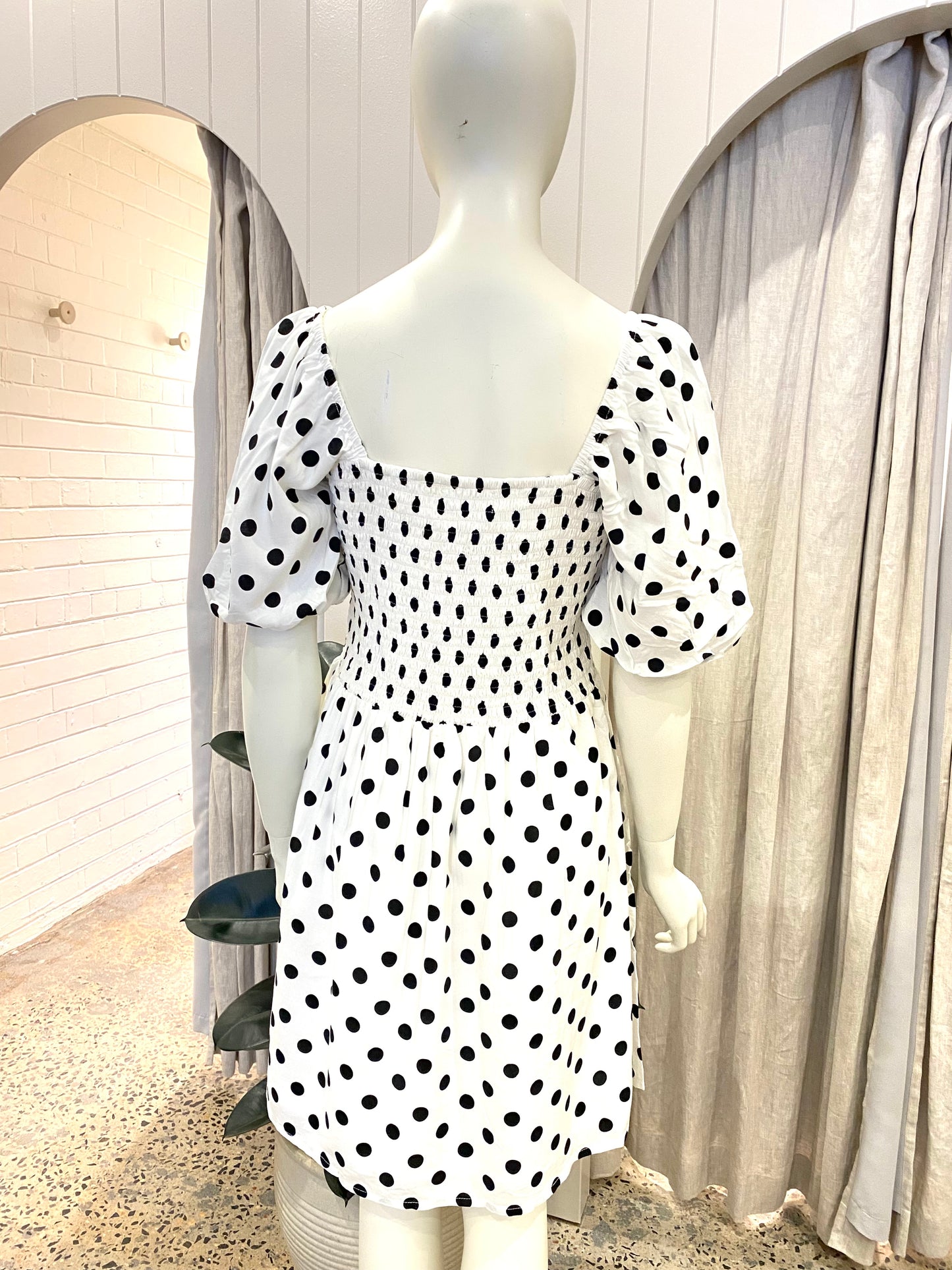 Faithfull The Brand Ilaria Mini Dress in Polka Dot - Size 10