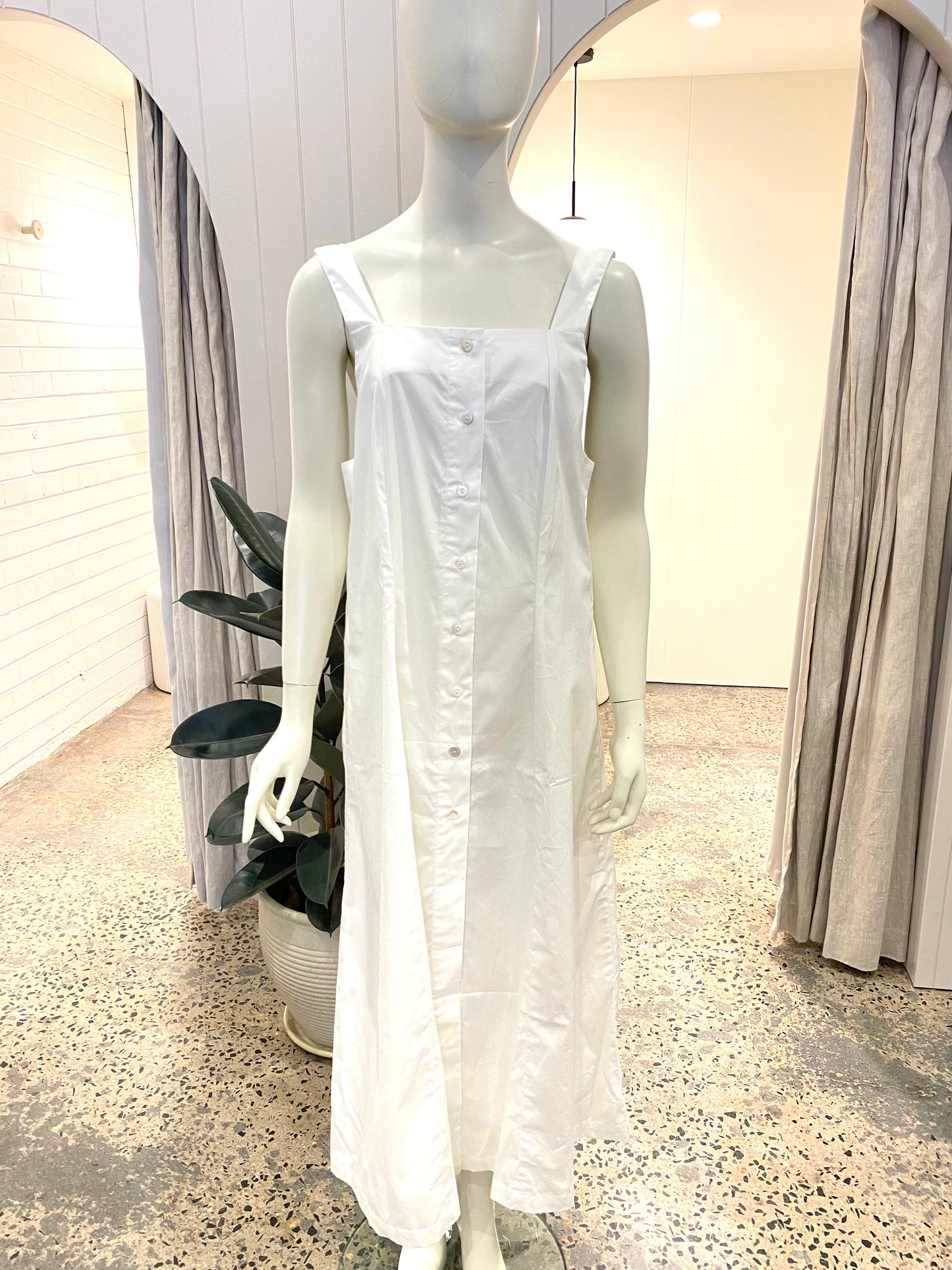 Arthur Apron Midi Dress in White - Size 12