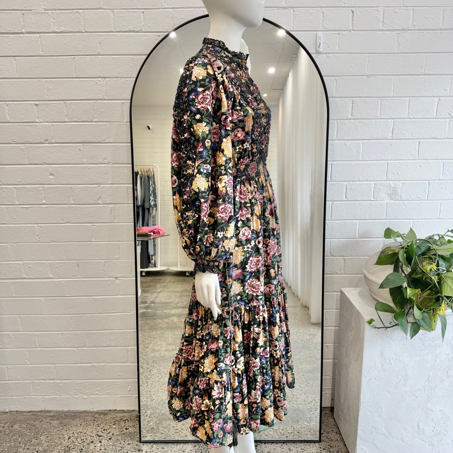 By Timo Black Blooming Midi Dress - Size S (6 - 8)