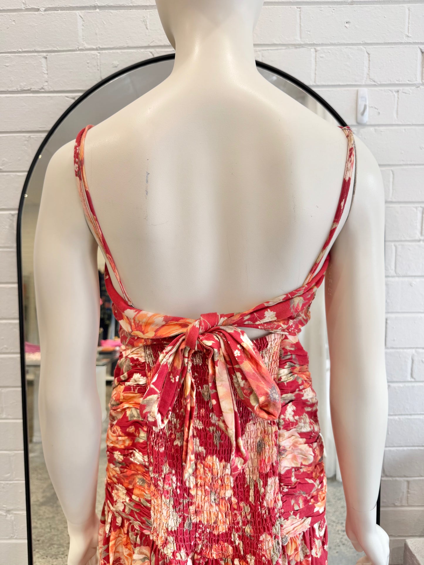 Posse Red Floral Raquel Maxi Dress - Size M (10)