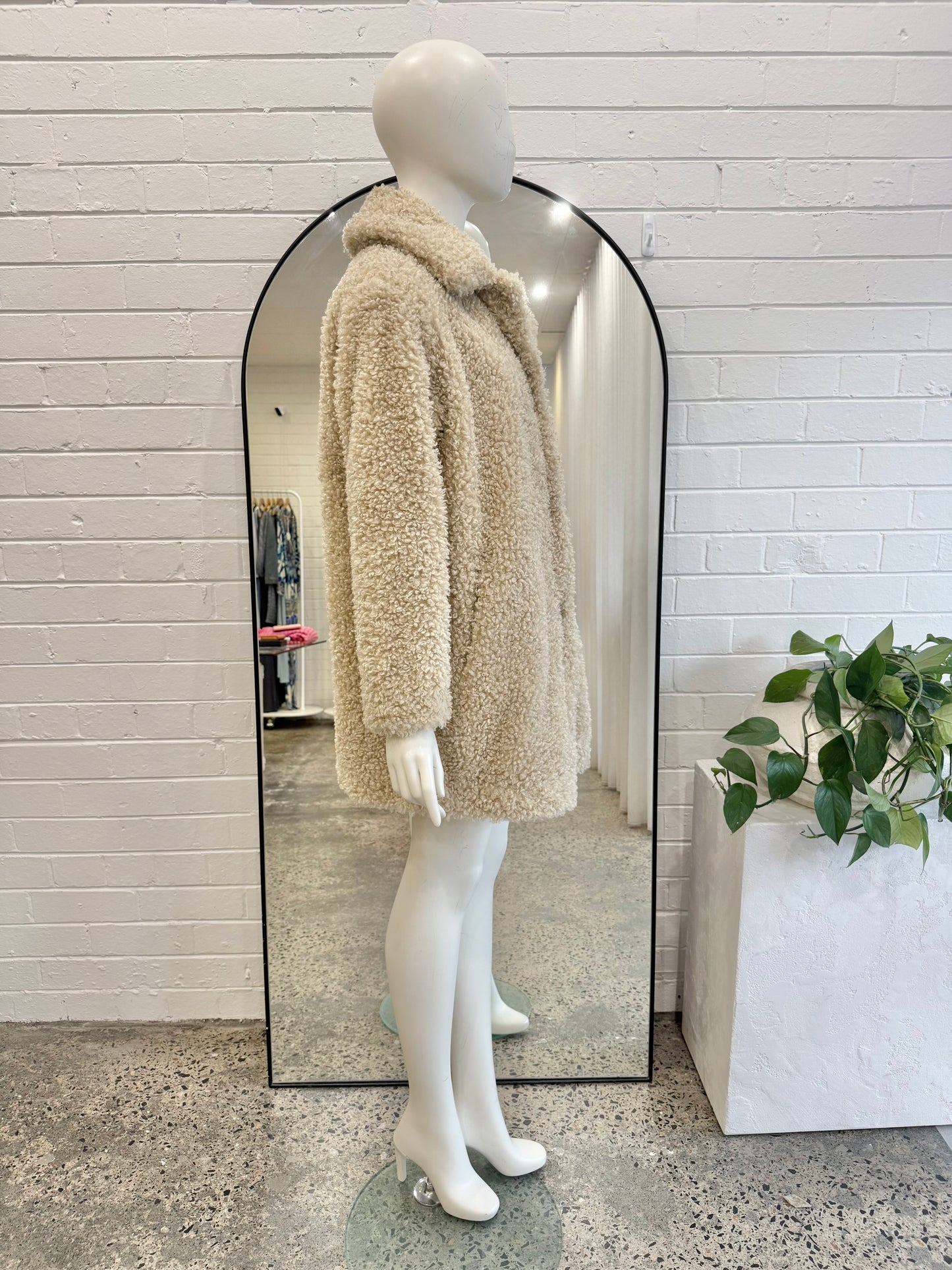 Espirit Beige Teddy Coat - Size S (6 - 8)