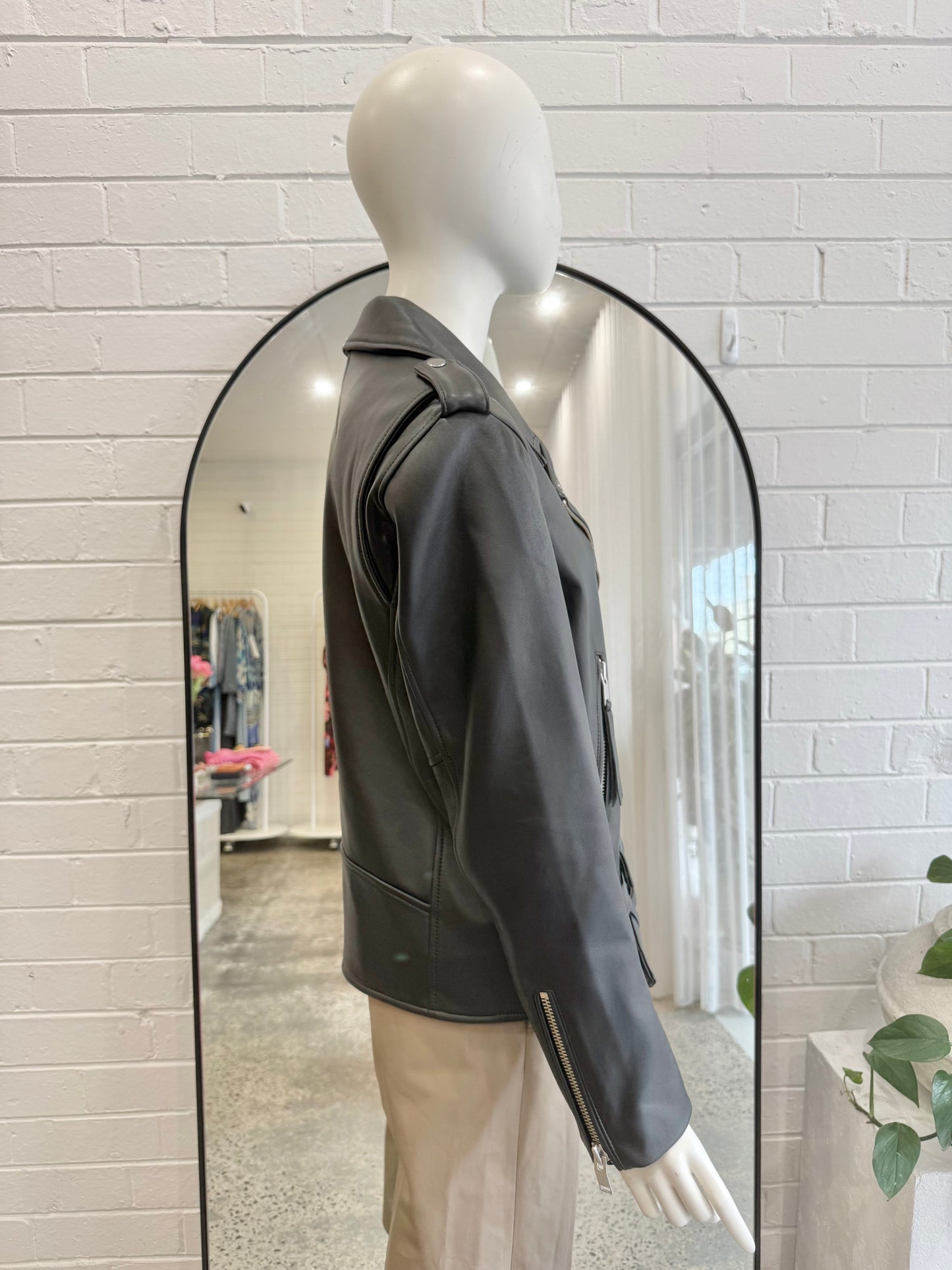 Ena Pelly Classic Biker Jacket in Black - Size 8