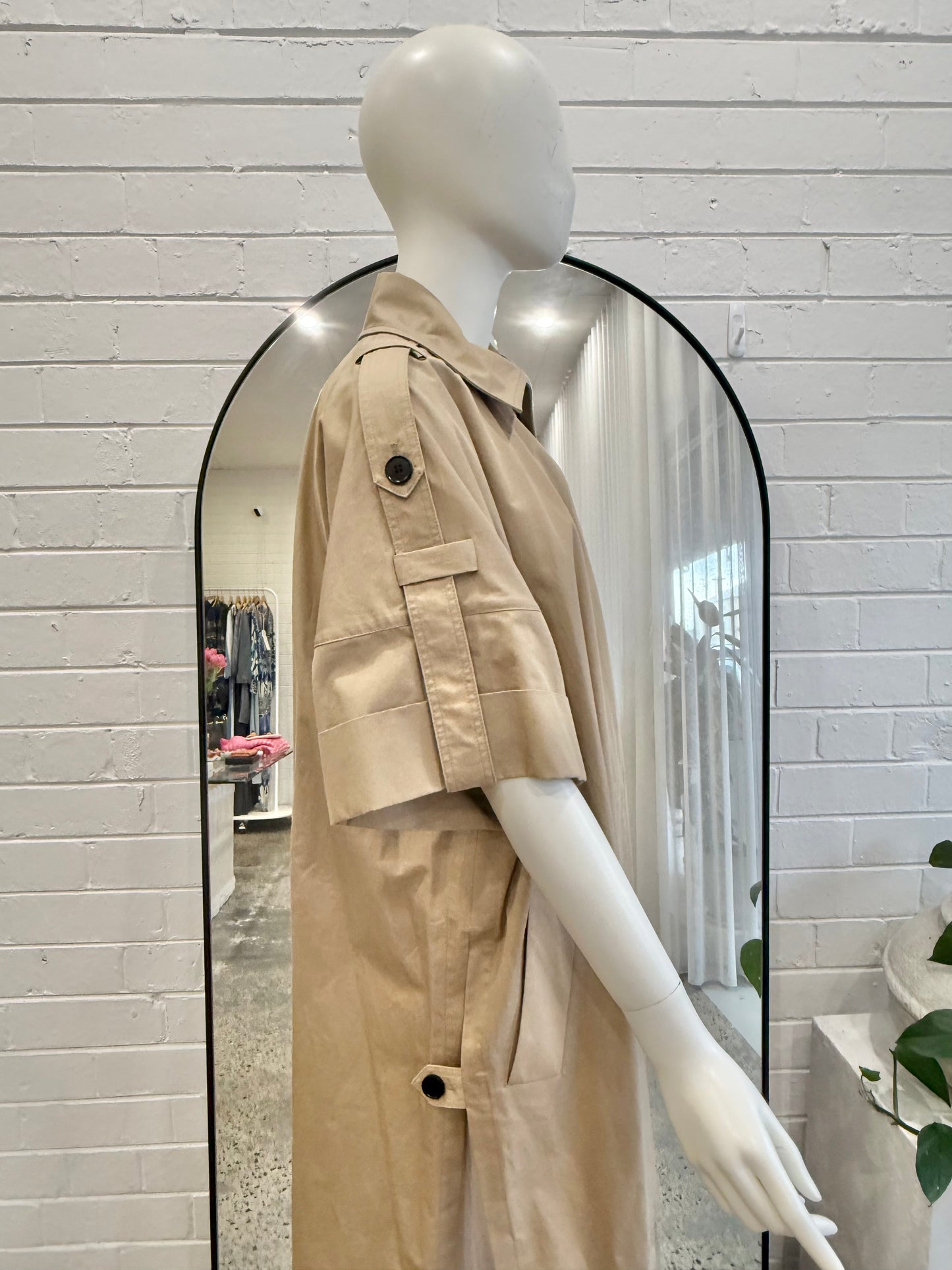 All Saints 'Tina' Short Sleeve TrenchCoat in Camel - Size M/L (12-14)