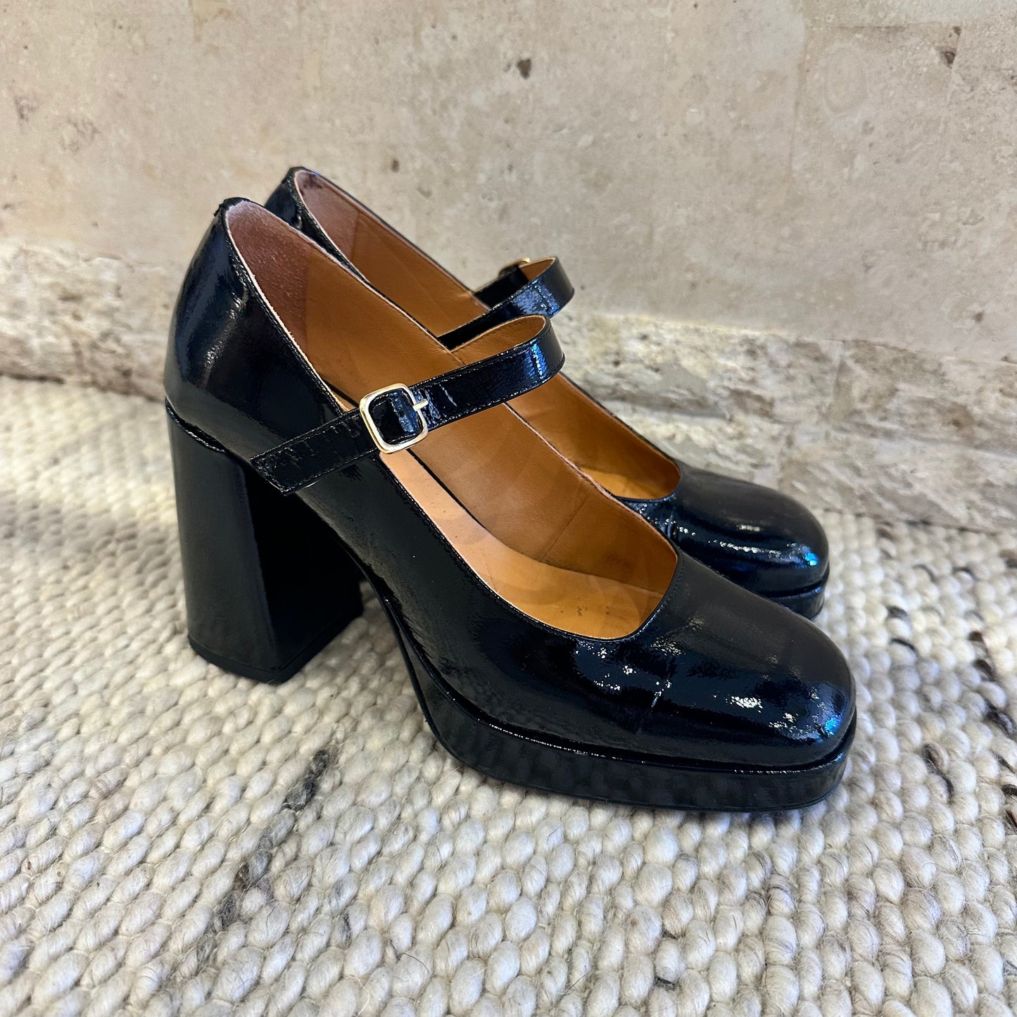 Sezane Georgia High Mary Jane Heels in Black - Size 39