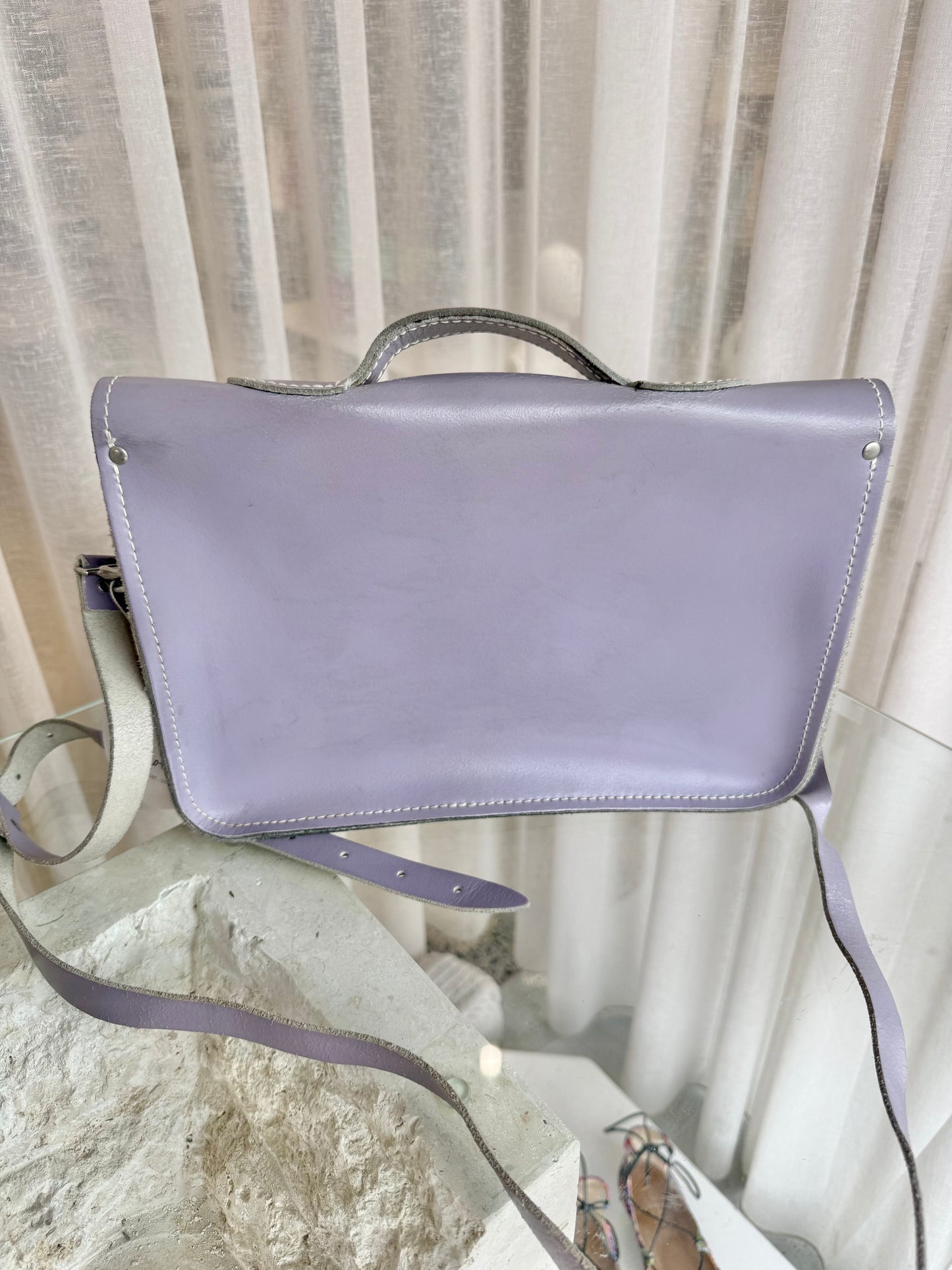 Zatchels Handmade Leather Satchel Bag in Purple