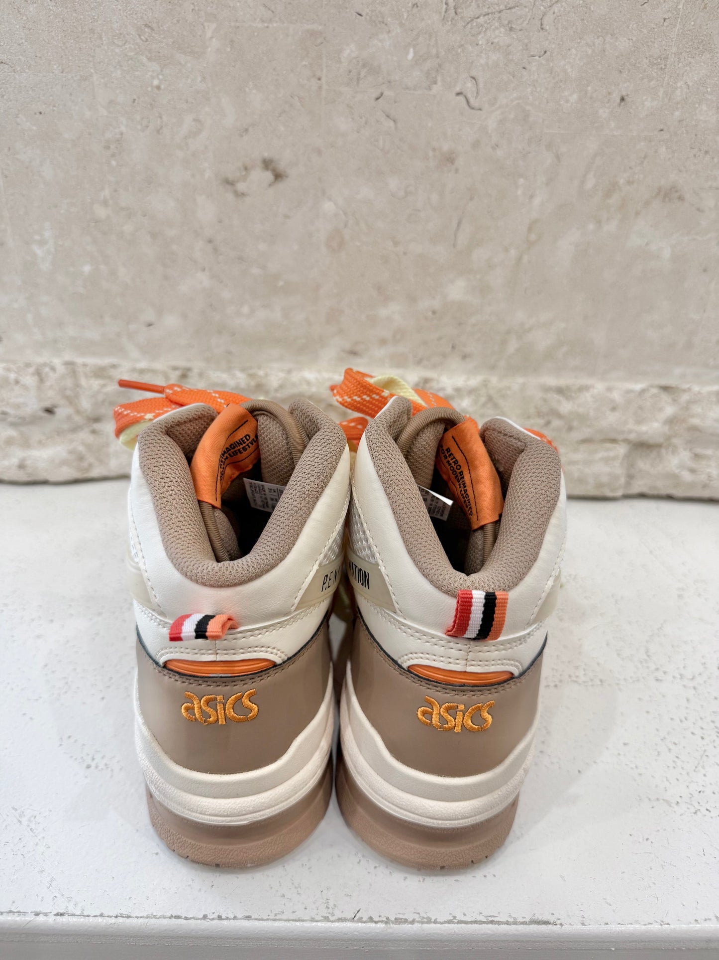PE Nation x Asics Pearled Ivory/Burro Hightop Sneaker - Size 37