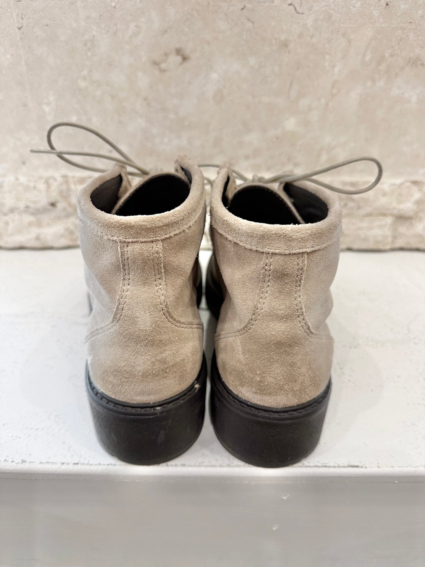 Cos Beige Lace Up Suede Ankle Boots - Size 38