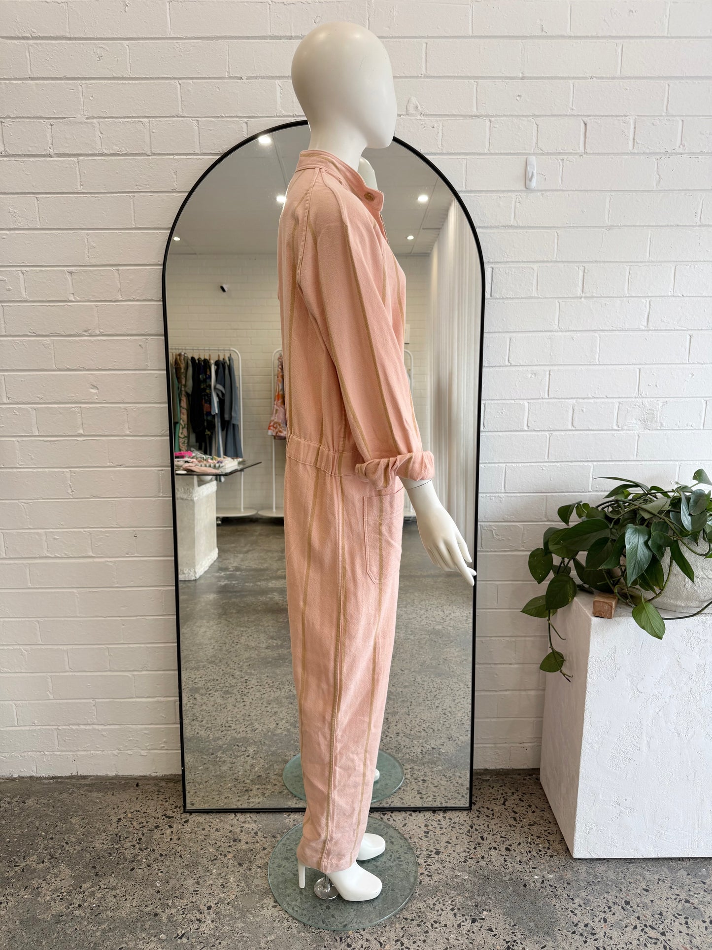 Lucy Folk Peach Stripe Boilersuit - Size L (12 - 14)