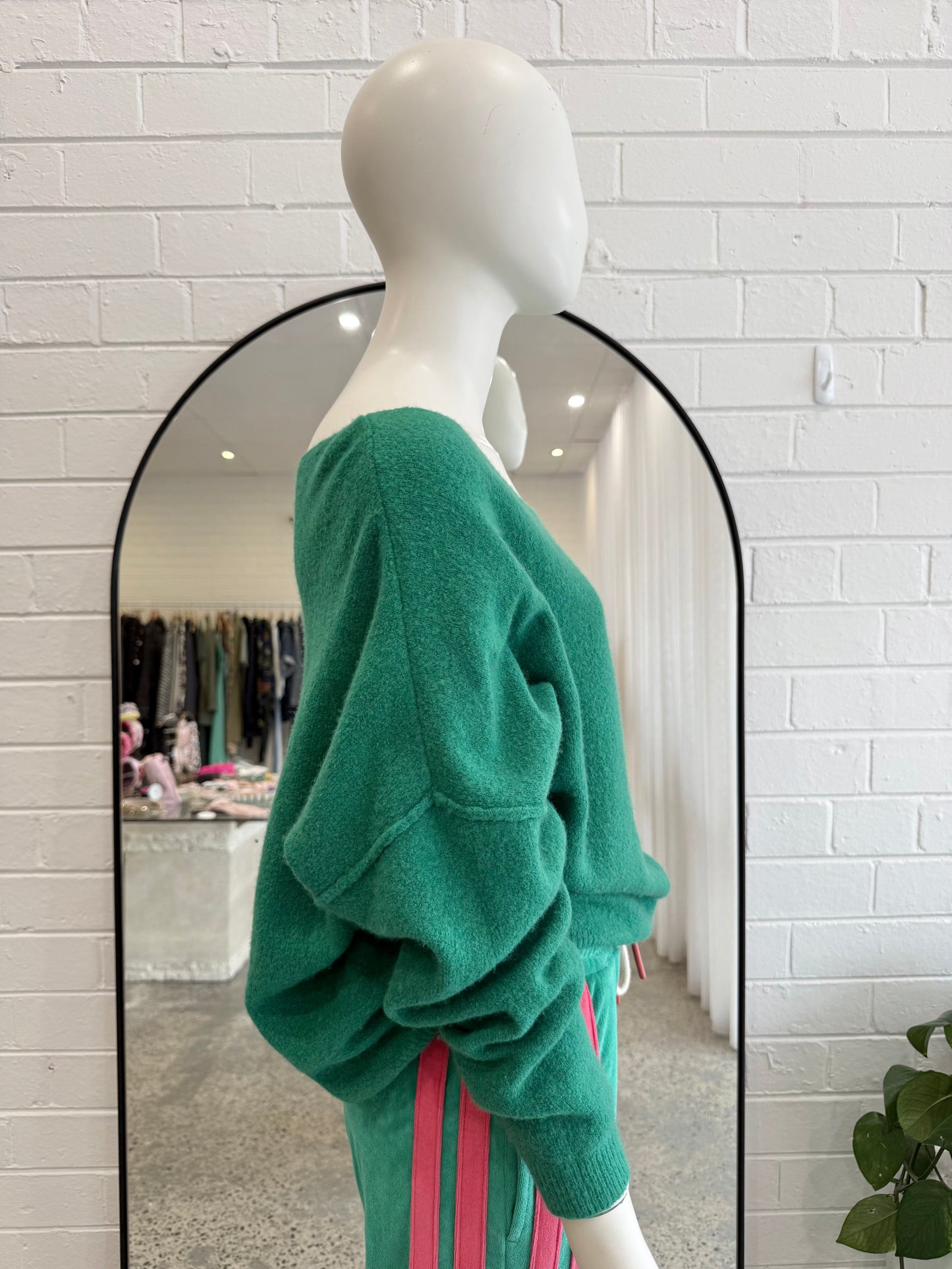 American Vintage Green Wool Blend Knit Jumper - Size M/L (12 - 14)