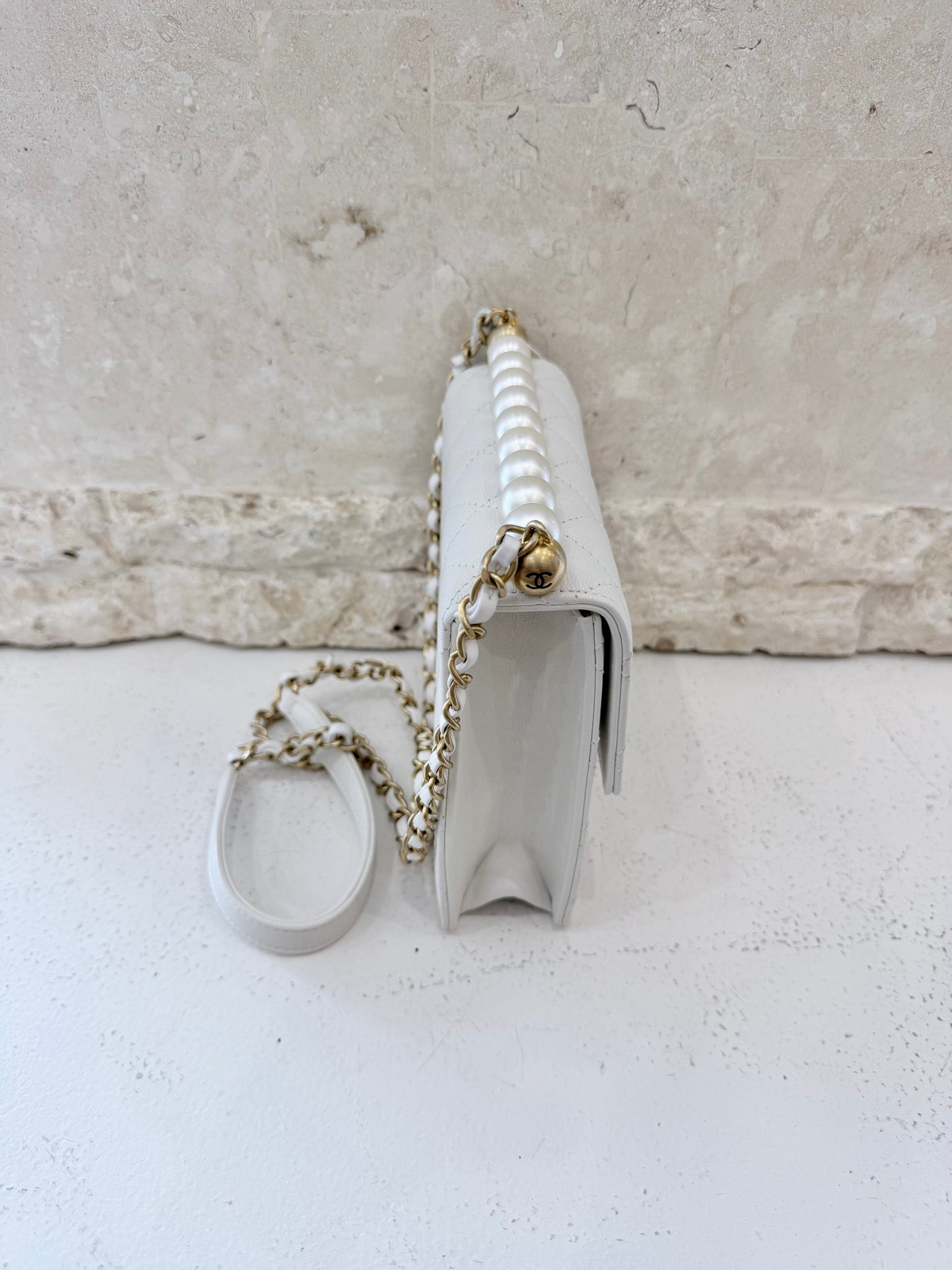 Chanel White Chic Pearls Flap Bag