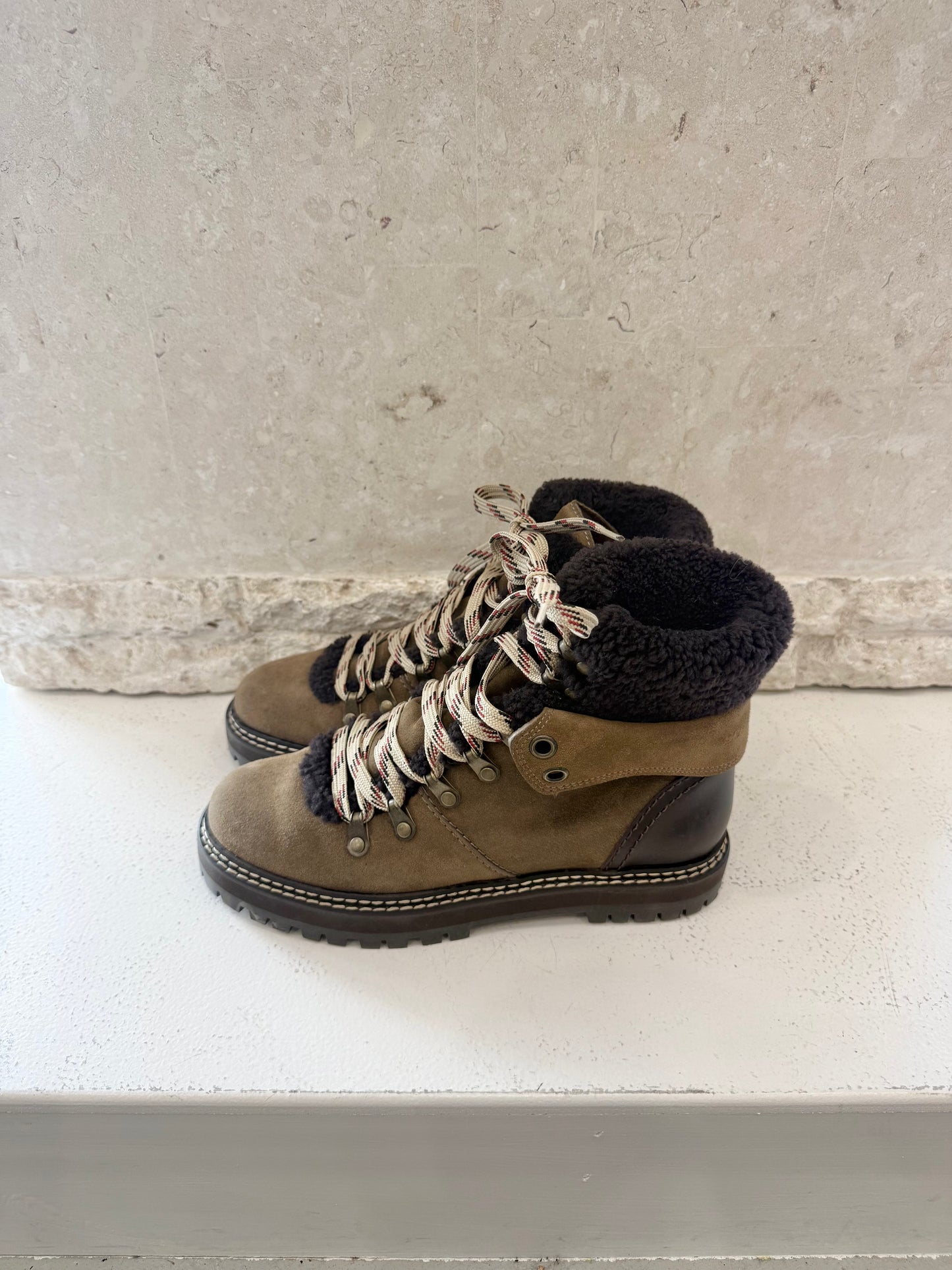 See By Chloe Brown and Tan Eileen Suede Boots - Size 38