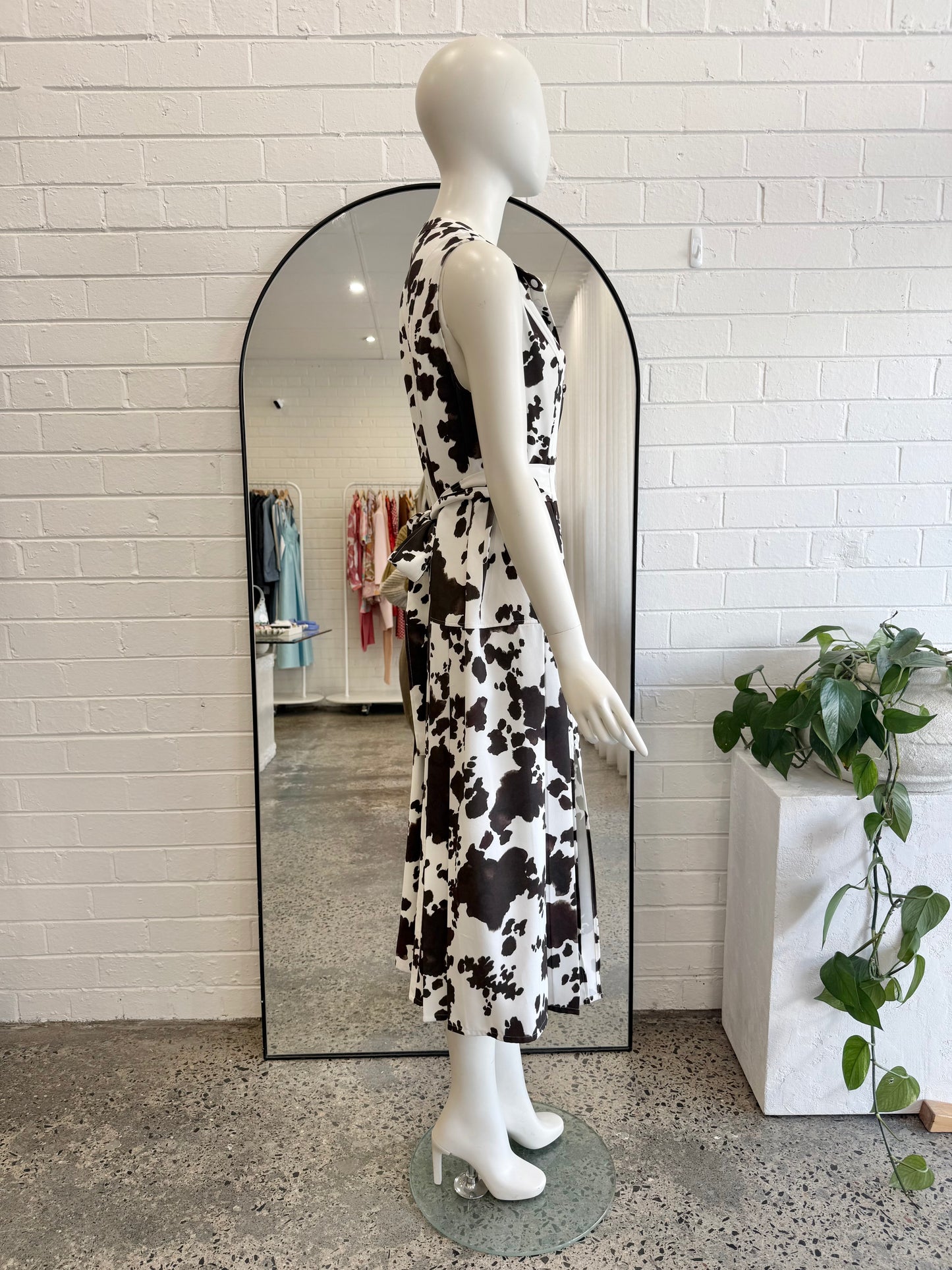 Country Road White Cow Print Shirt Dress - Size 12