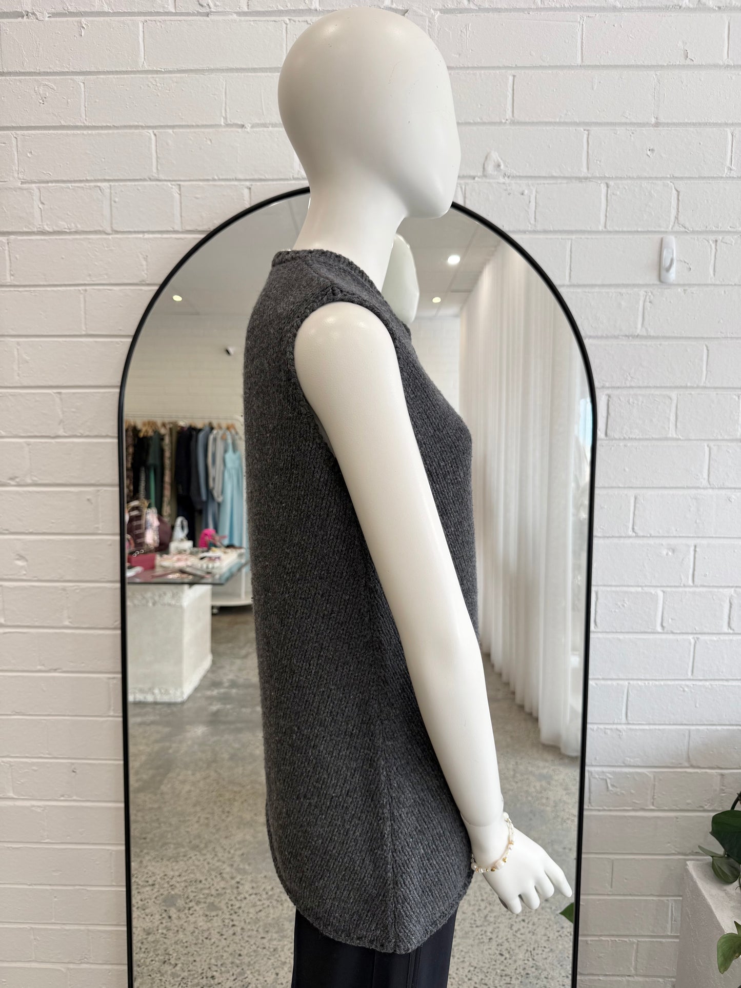 Jill Sander Charcoal Knit Vest - Size 36 (8 - 10)