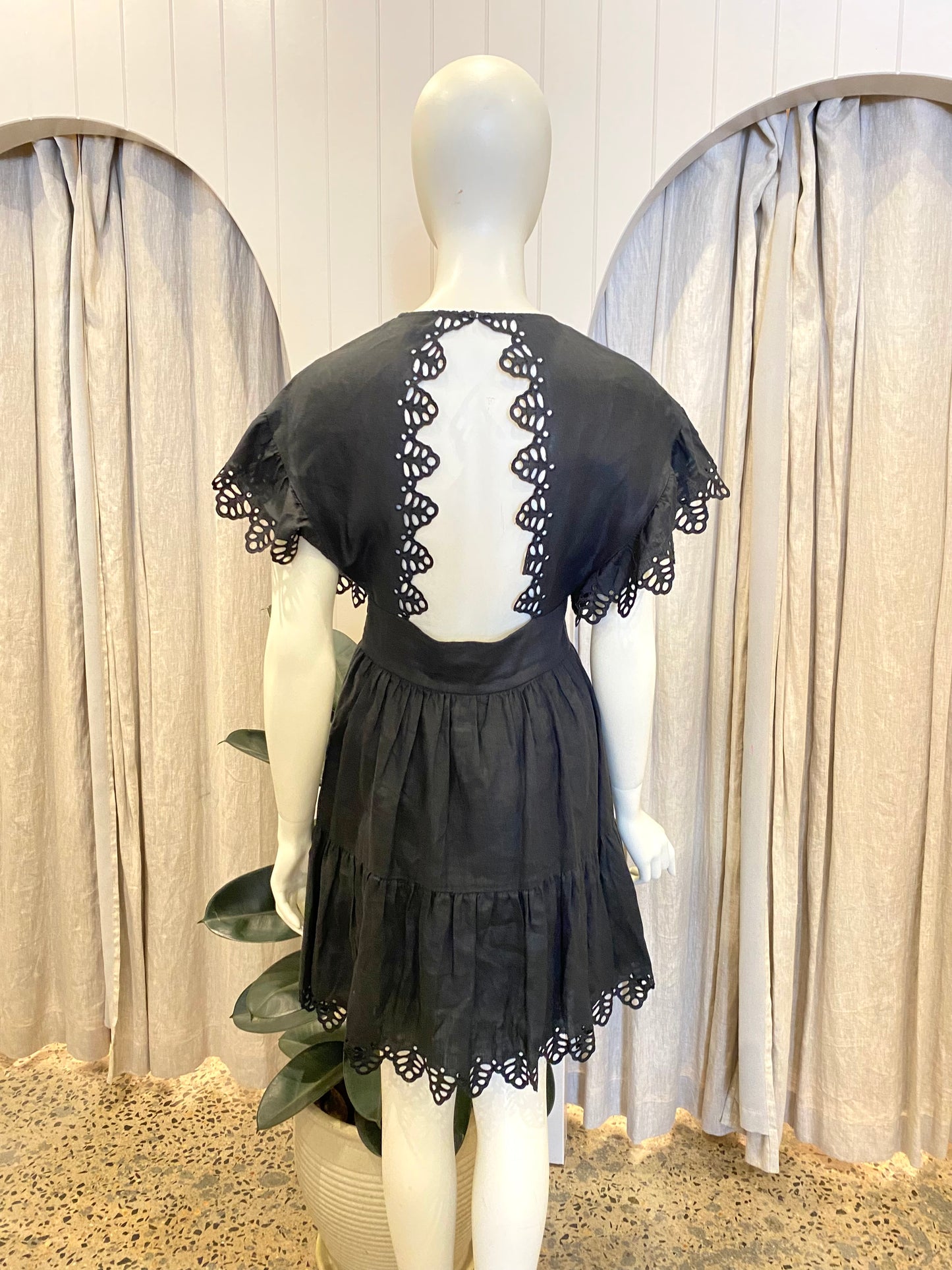 Magali Pascal Black Linen Mini Dress - Size S