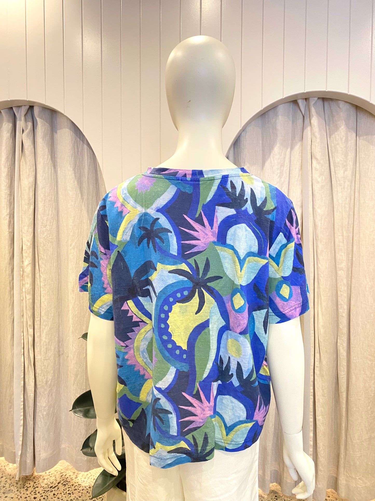 Gorman Hemp Tee in Palm Print - Size 14