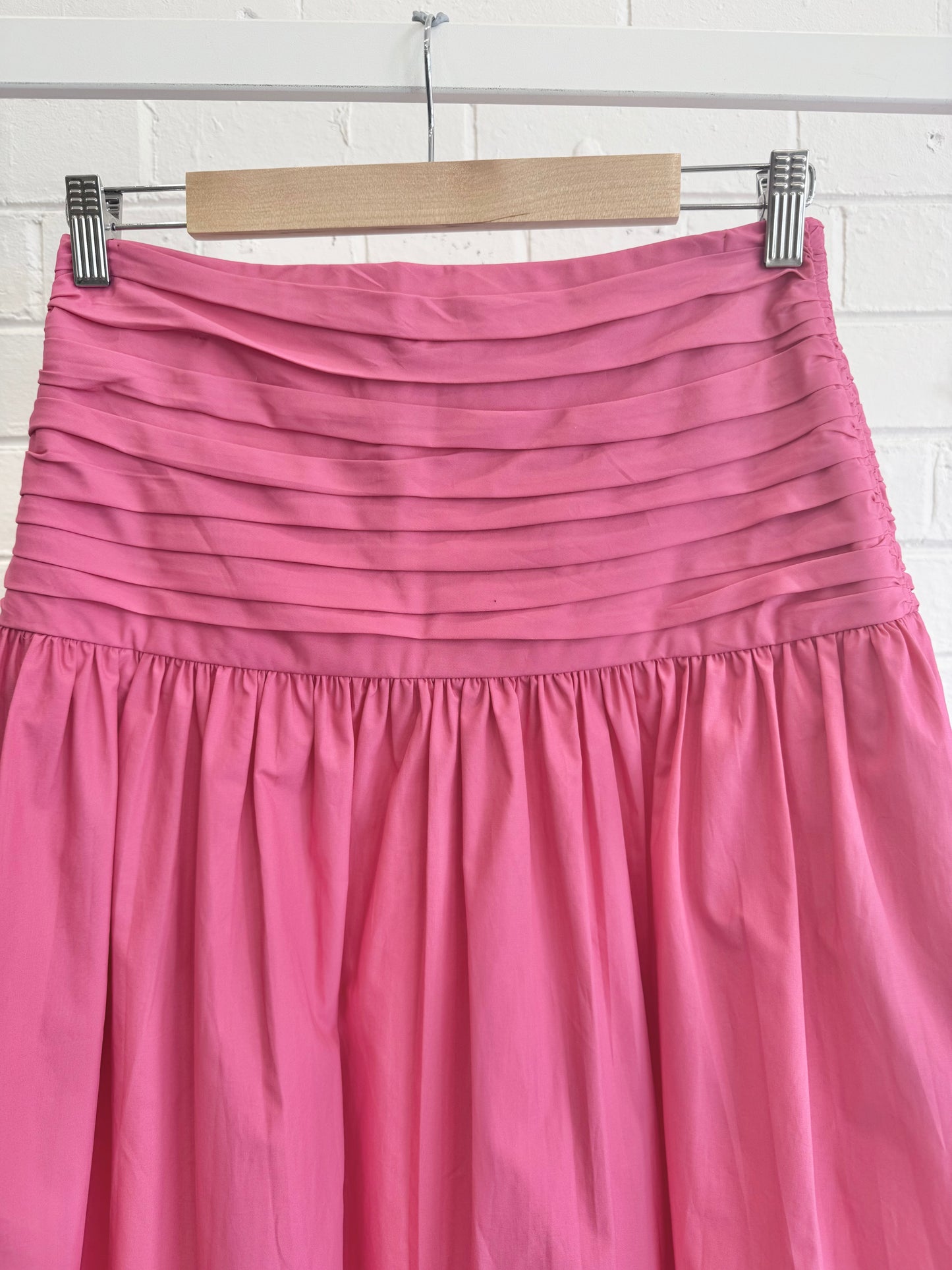 Shona Joy Estela Ruched Midi Skirt in Pink - Size 10
