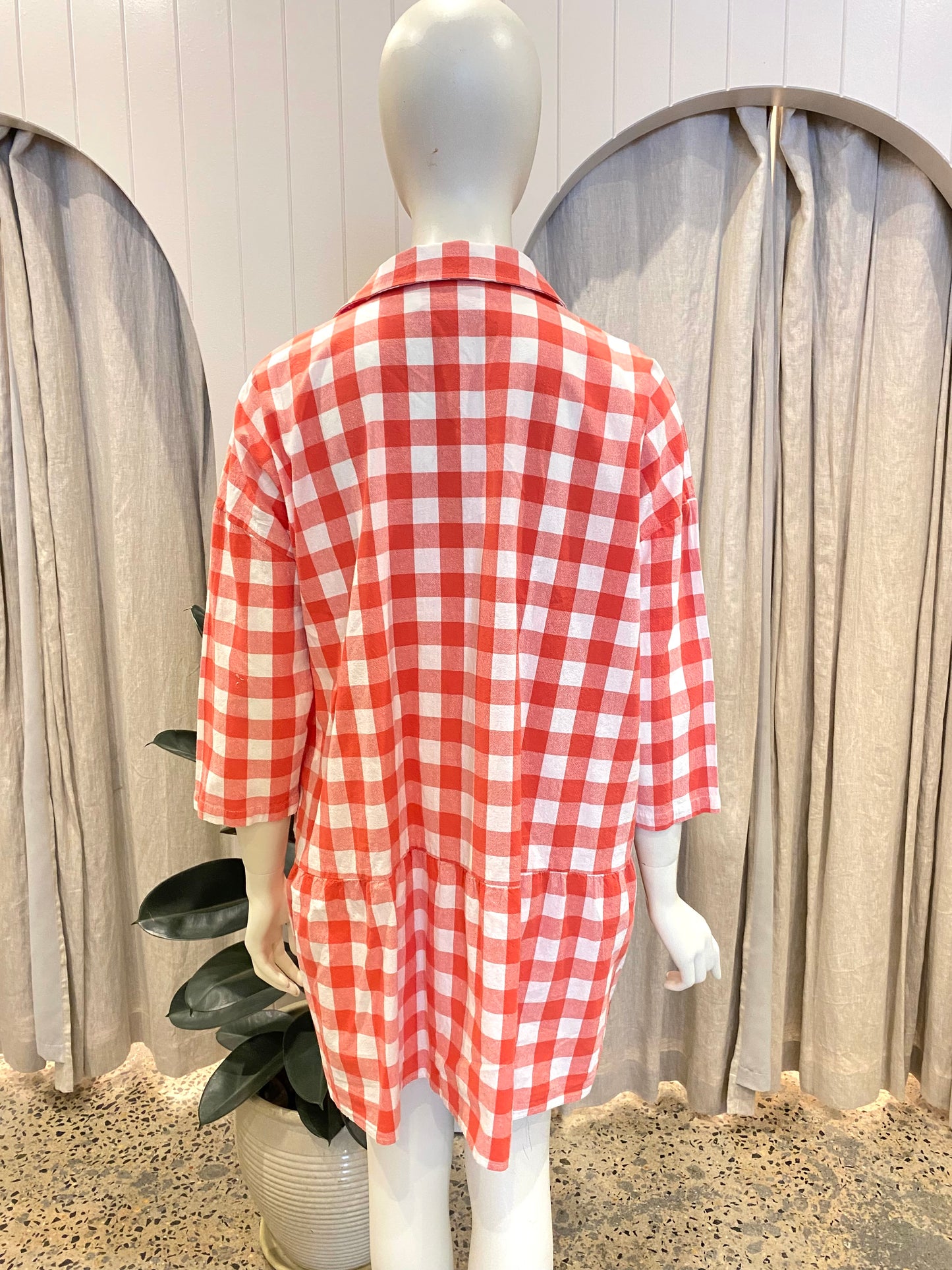 La Boheme Girls 'Moxie' Mini Dress in Red Gingham - One Size