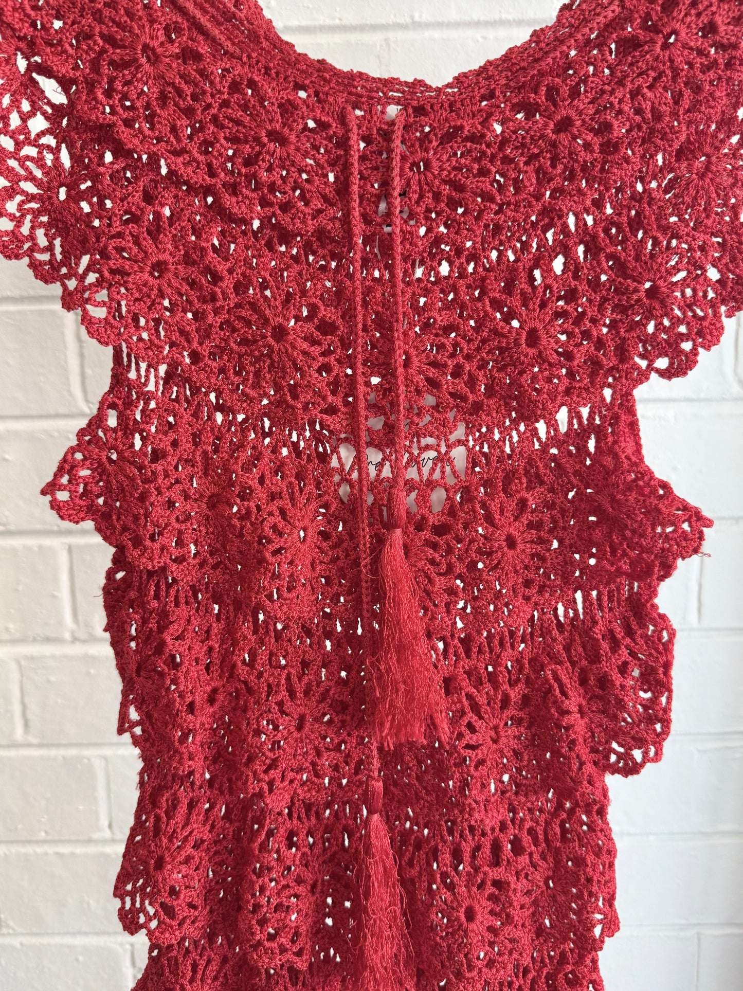 Rat & Boa Crochet Dress in Red - Size L (12)