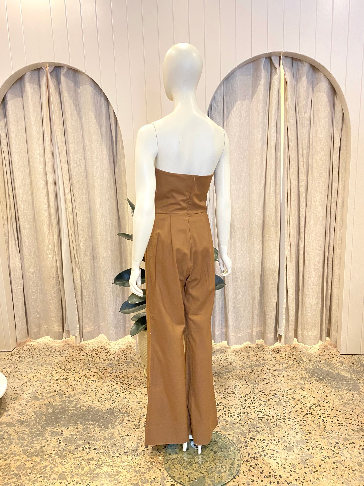 St Agni Tailored Strapless Jumpsuit in Brown - Size Small (8/10)