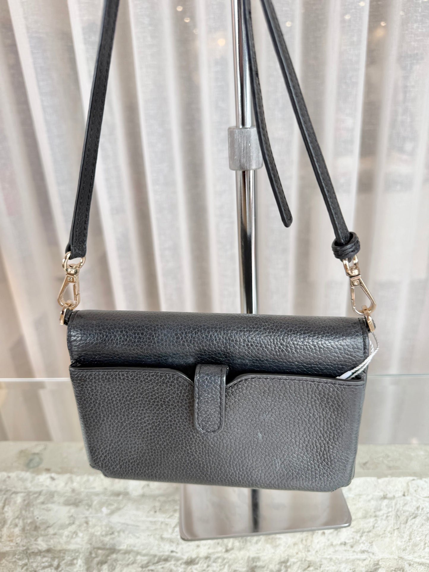 Michael Kors Black Pebbled Leather Wallet Crossbody Bag