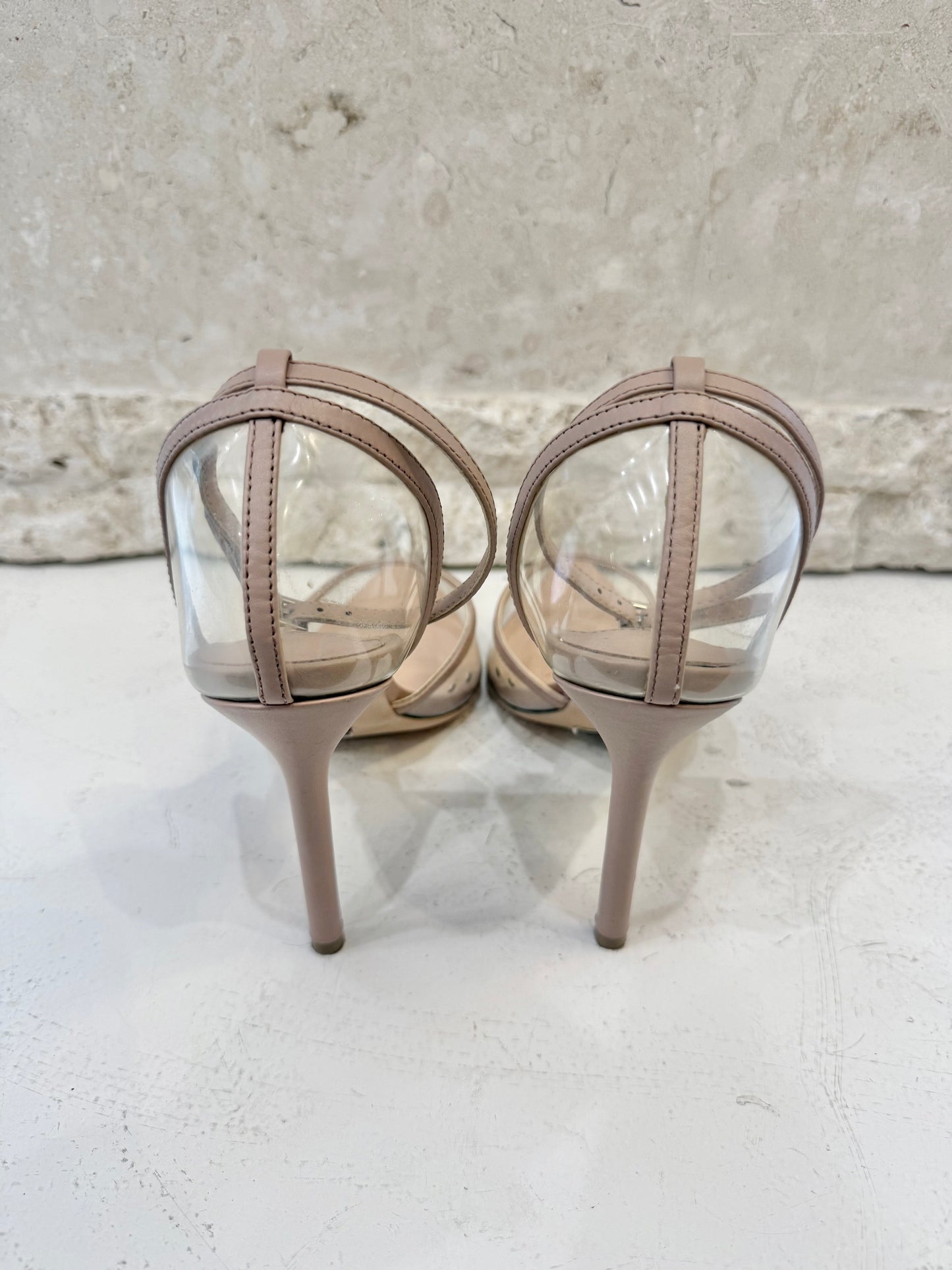 Tony Bianco Lisa Heels – Clear Vinylite & Skin Capretto - Size 7.5