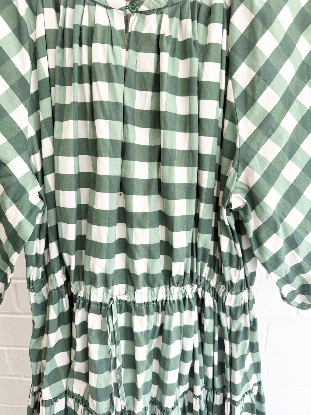 Weekend Max Mara Green Gingham Check Midi Dress - Size 12