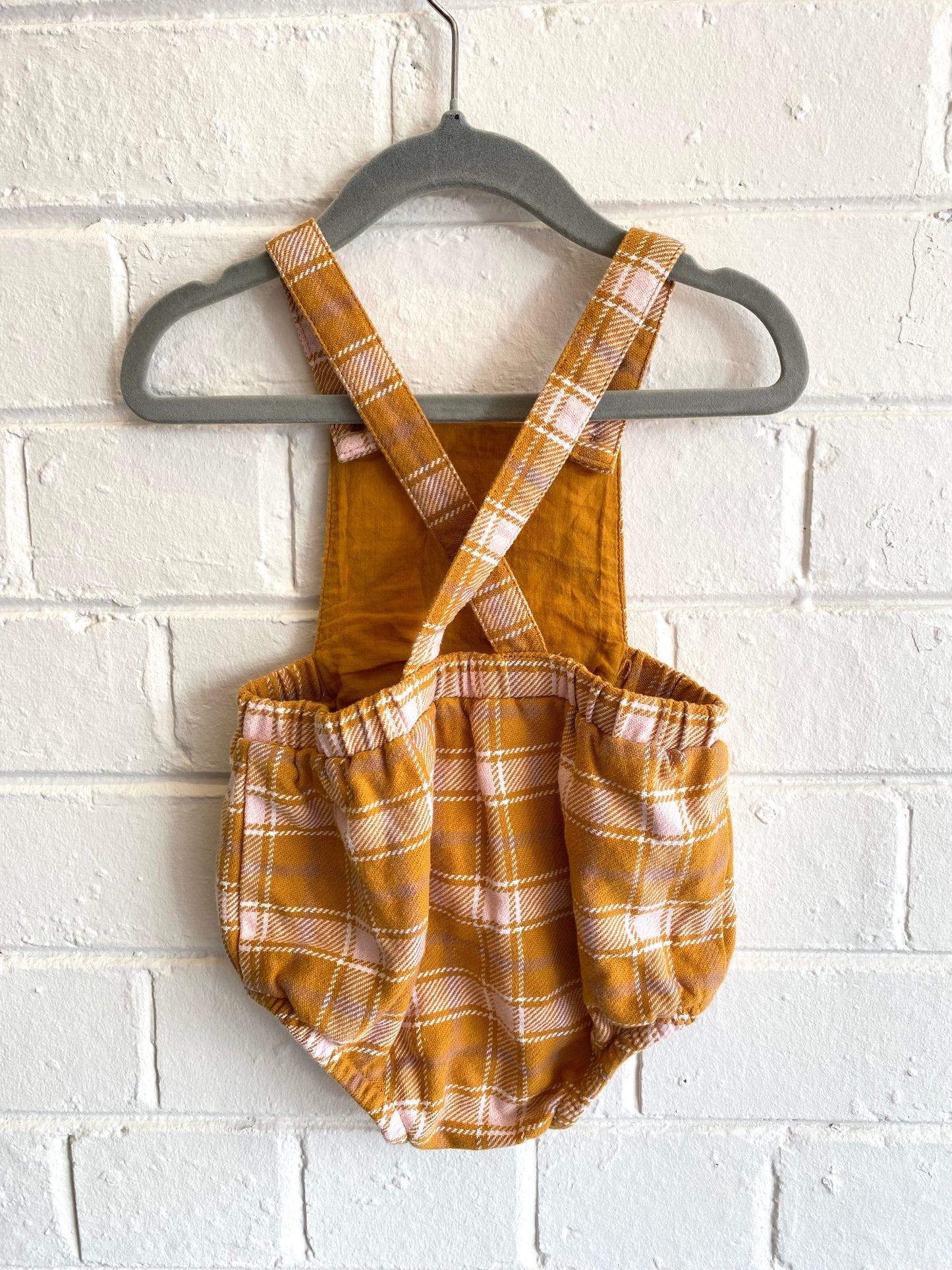 Seed Mustard and Pink check overalls - Size 00