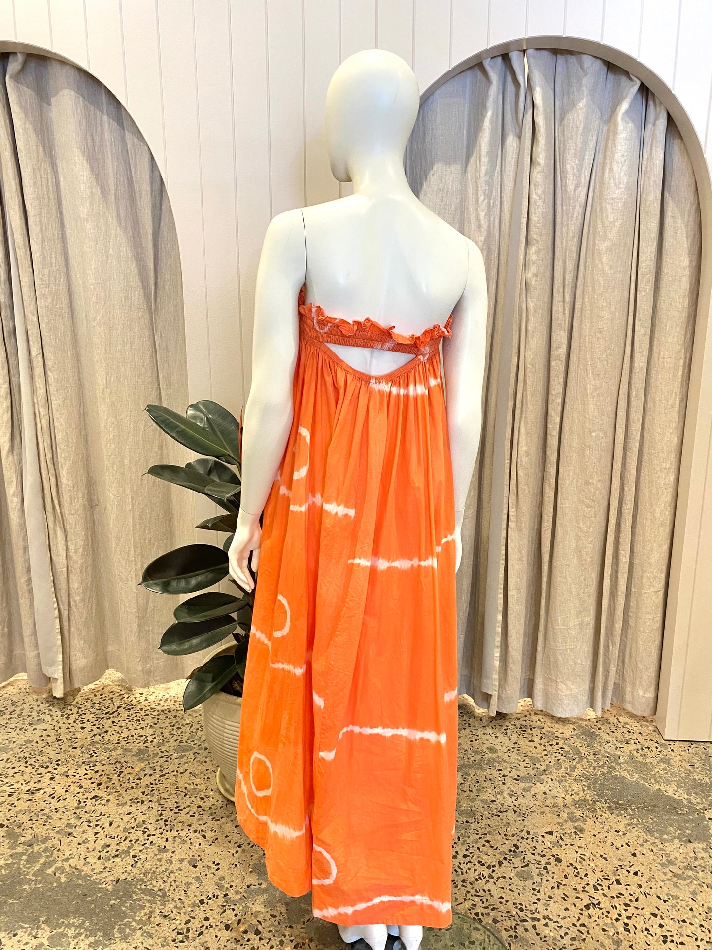 Steele Orange Tie Dye Strapless Dress - Size L