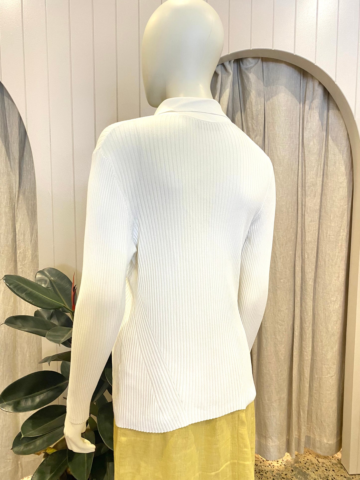 Zimmermann White Ribbed Knit Polo Shirt - Size 3