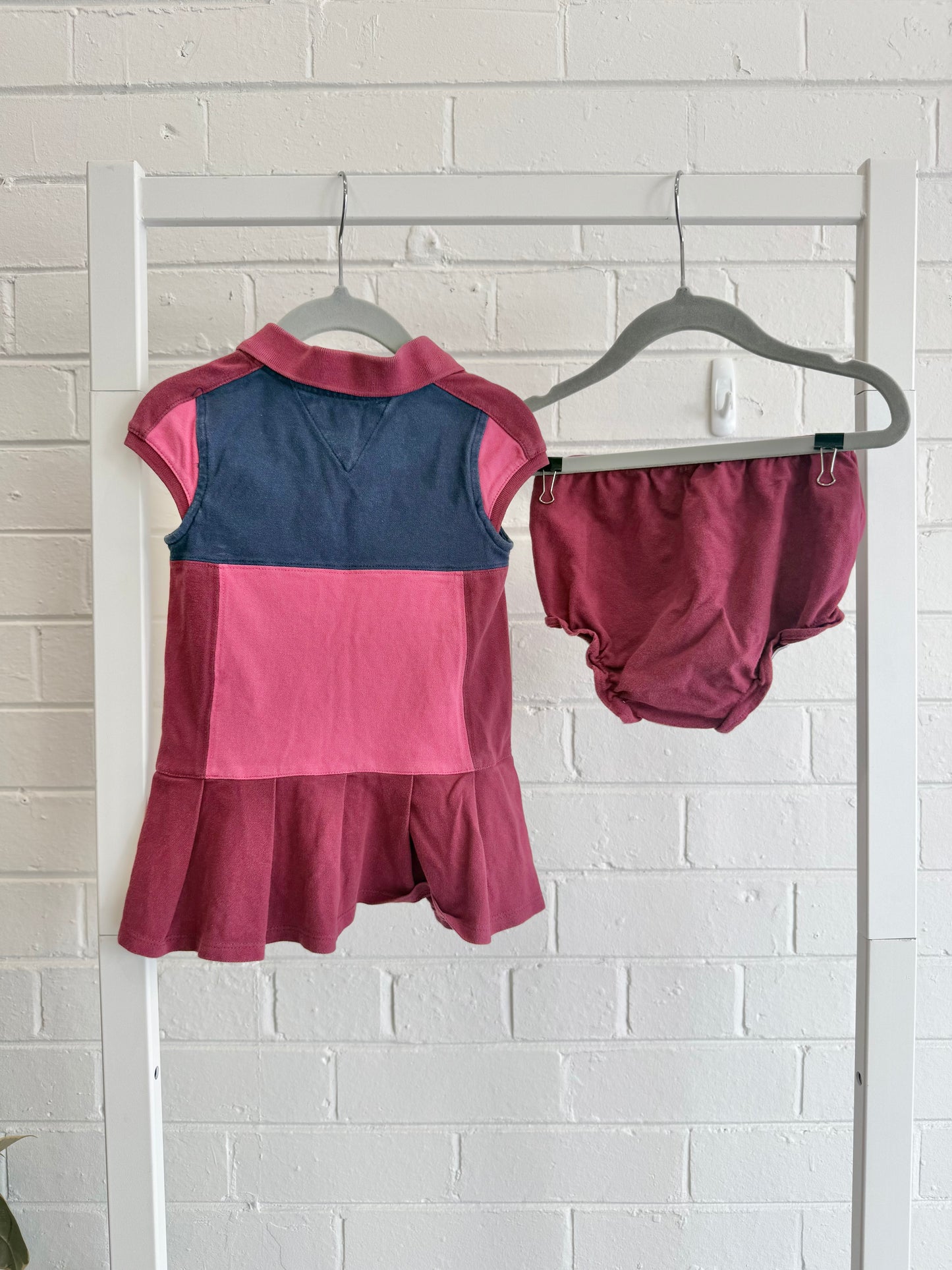 Tommy Hilfiger Burgundy Dress and Bloomers Set - Size 18m