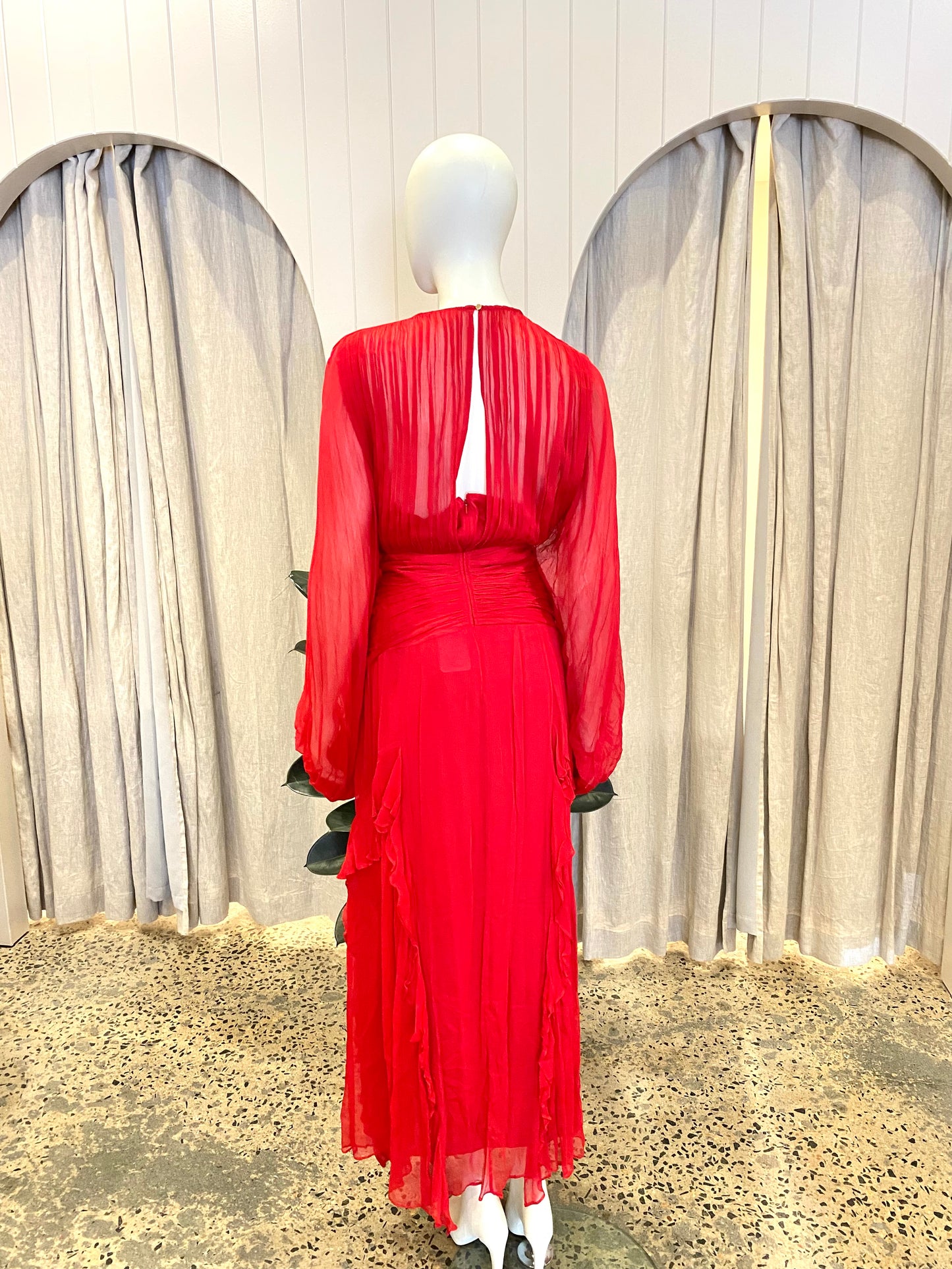 Shona Joy Red Marquis Maxi Dress - Size 16