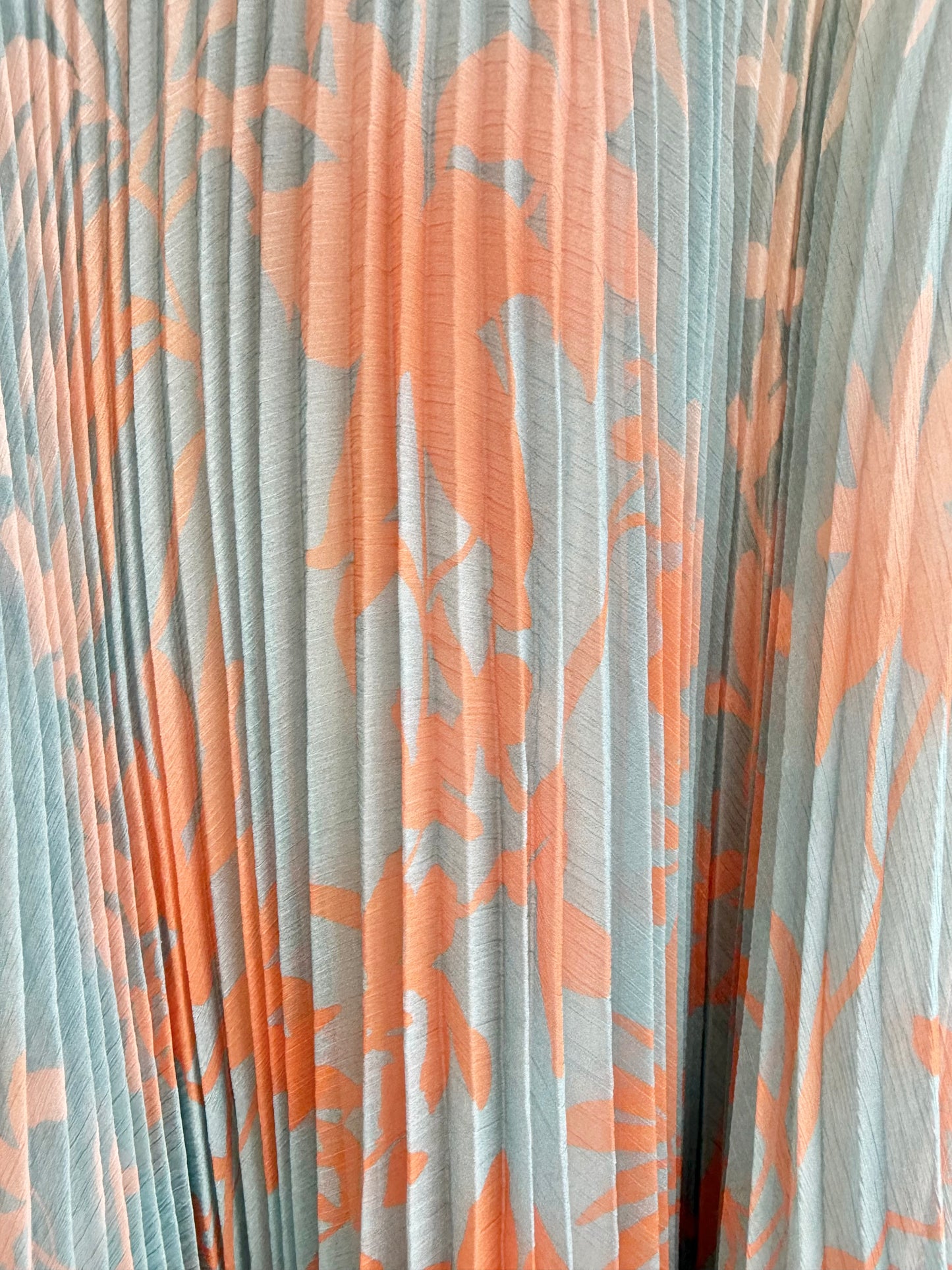 Karen Millen Pleated Midi Dress in Blue/Orange - Size 8