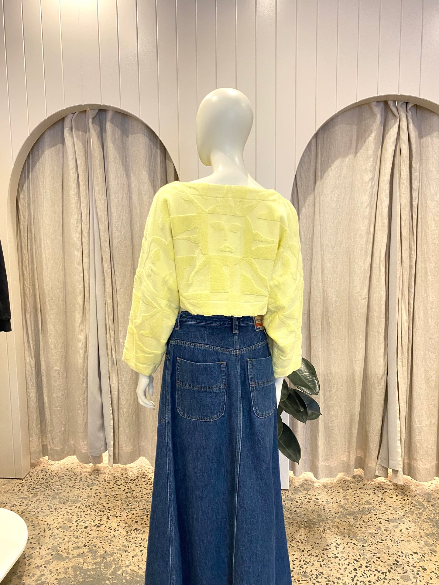 Lucy Folk Yellow Sun Cropped Long Sleeve - Size M