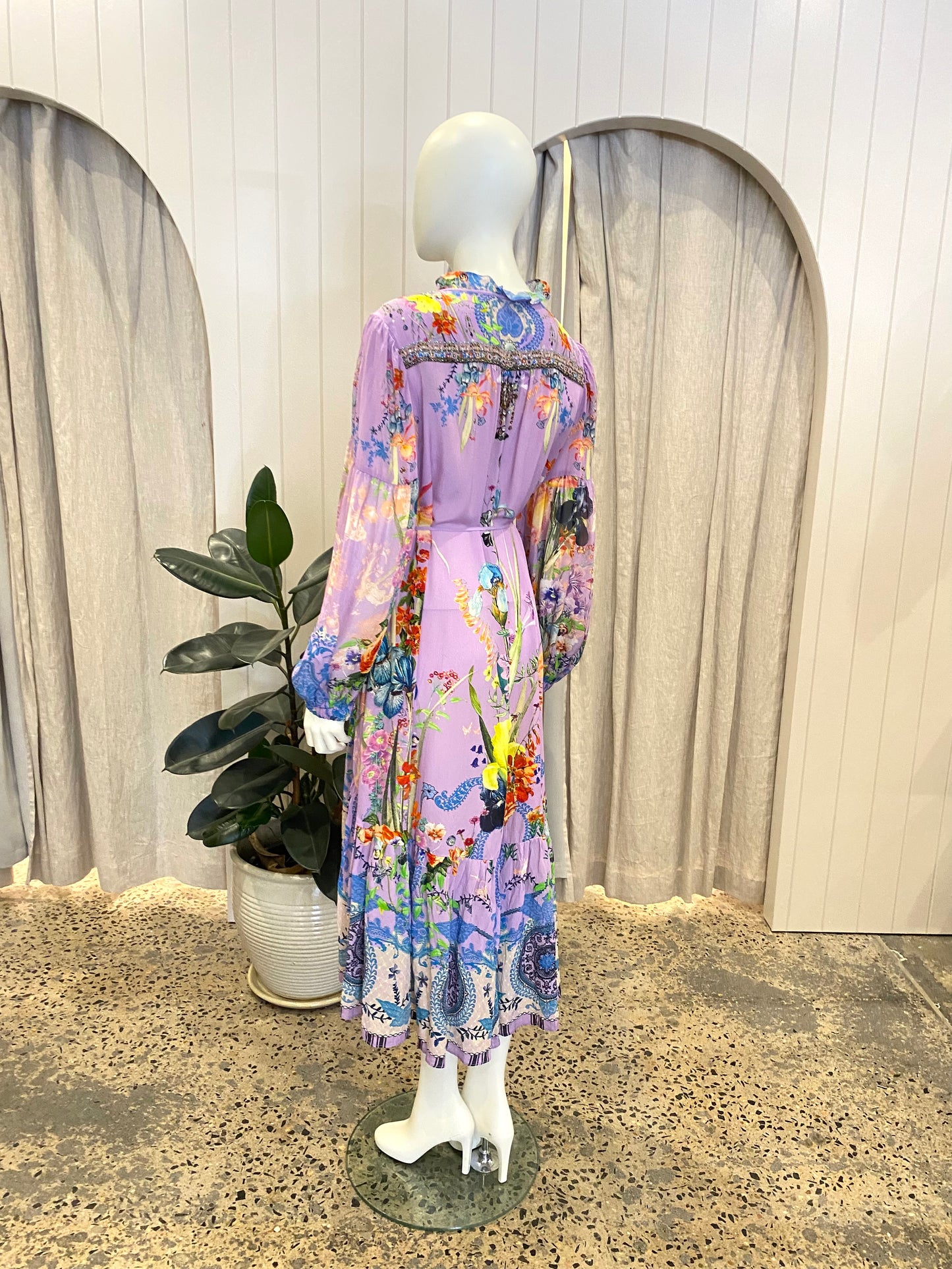 Camilla Purple Blouson High Low Midi Dress - Size M (10-14)