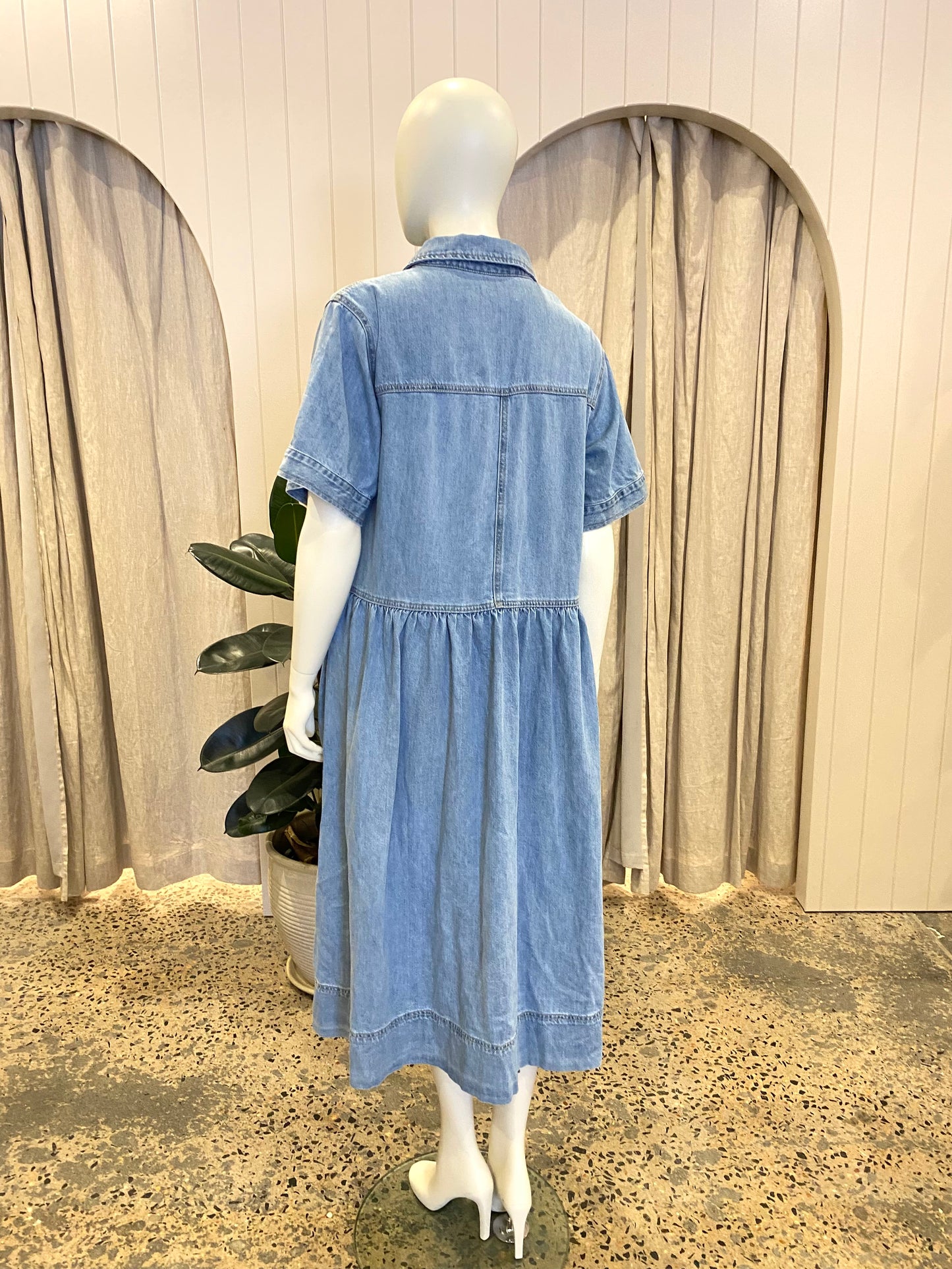 Maye Blue Chambray Montana Shirt Dress - Size M