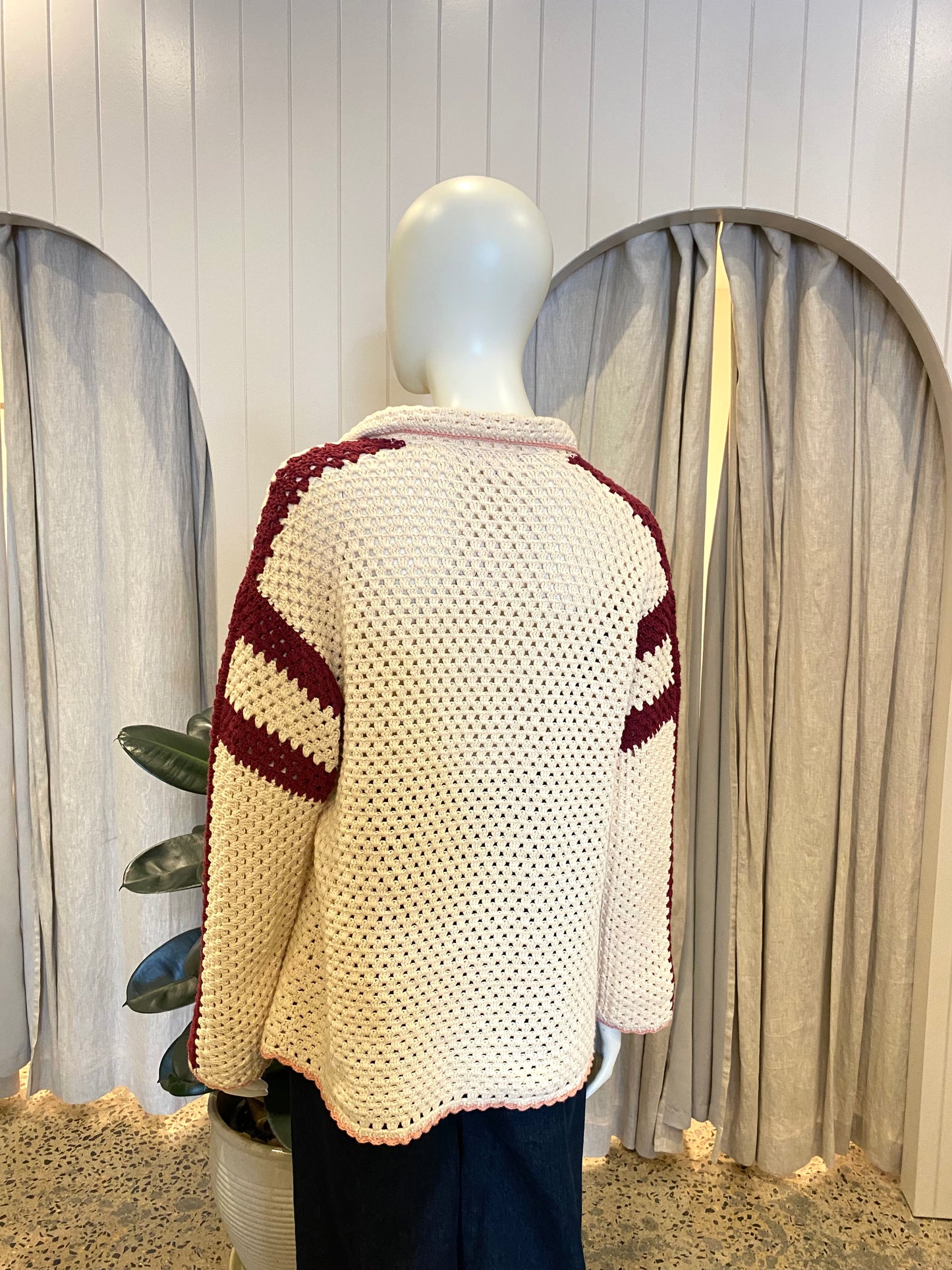 The Upside Cream Malia Crochet Oversized Shirt - Size XXS