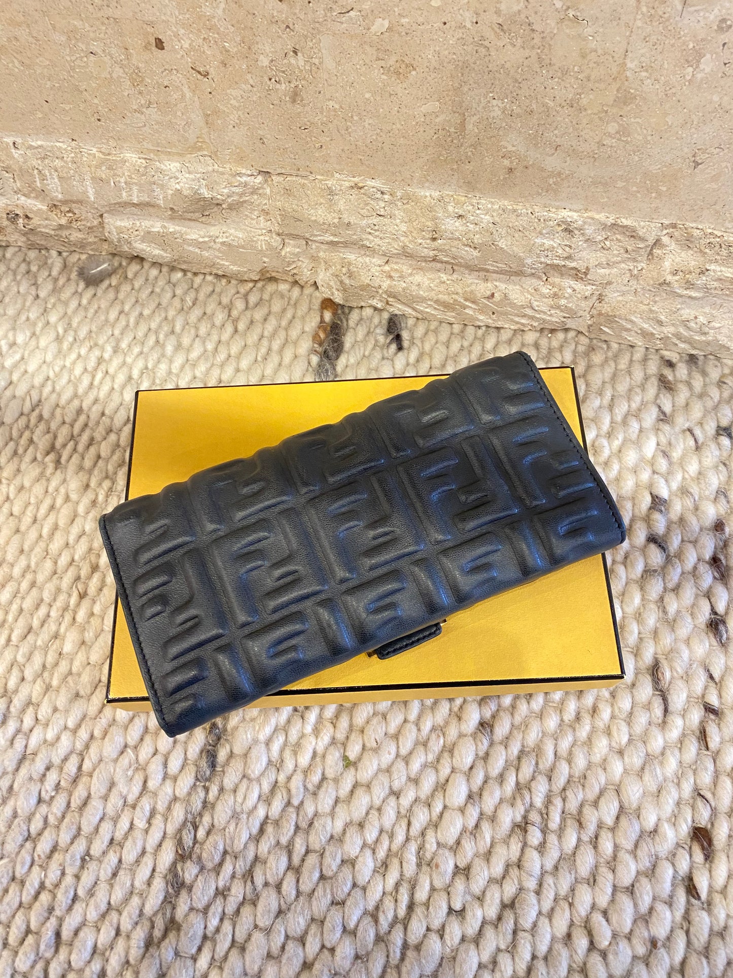 Fendi Black Embossed Logo Wallet