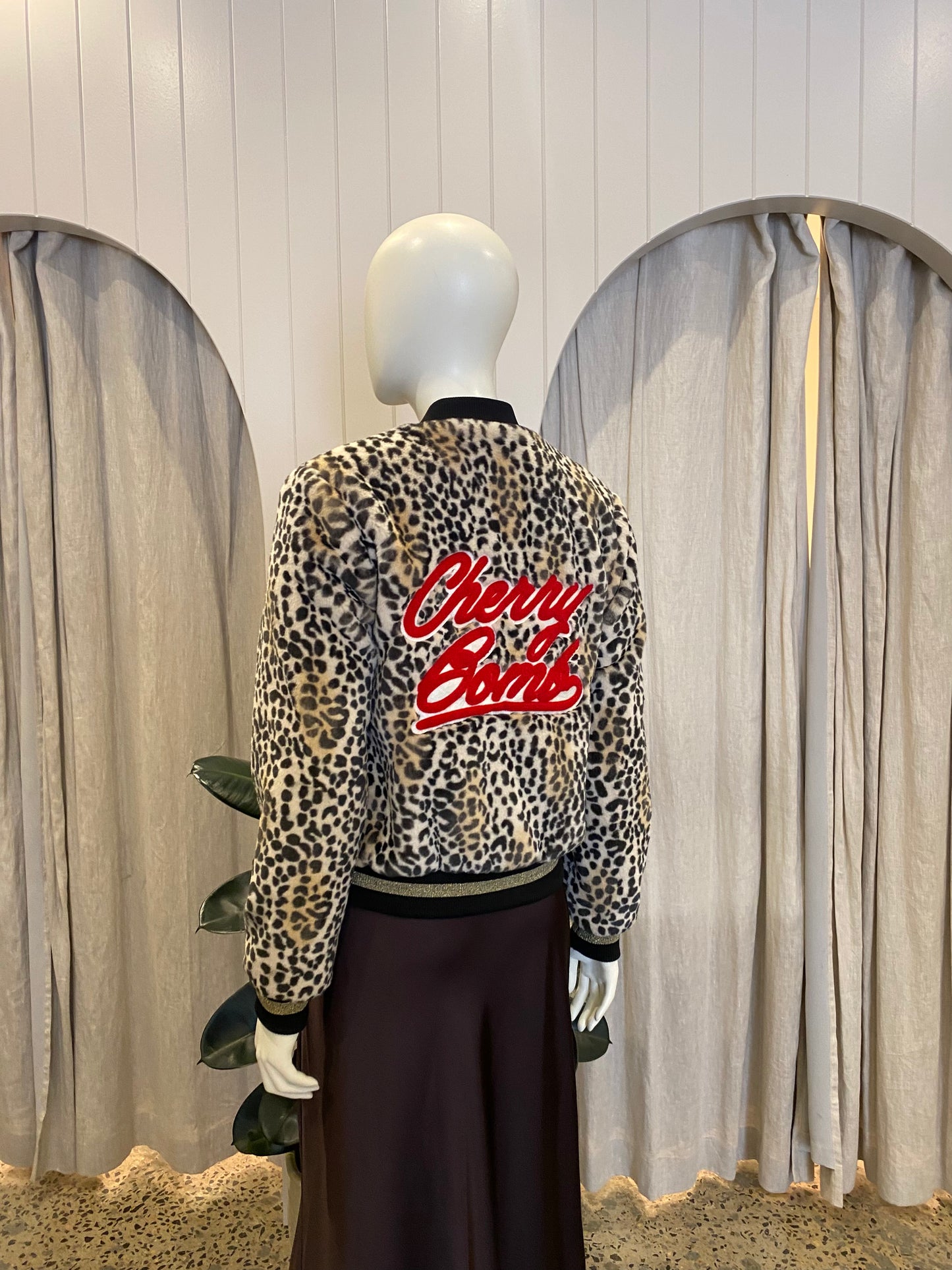 Guess Cheetah Bomber Jacket - Size Small (8-10)