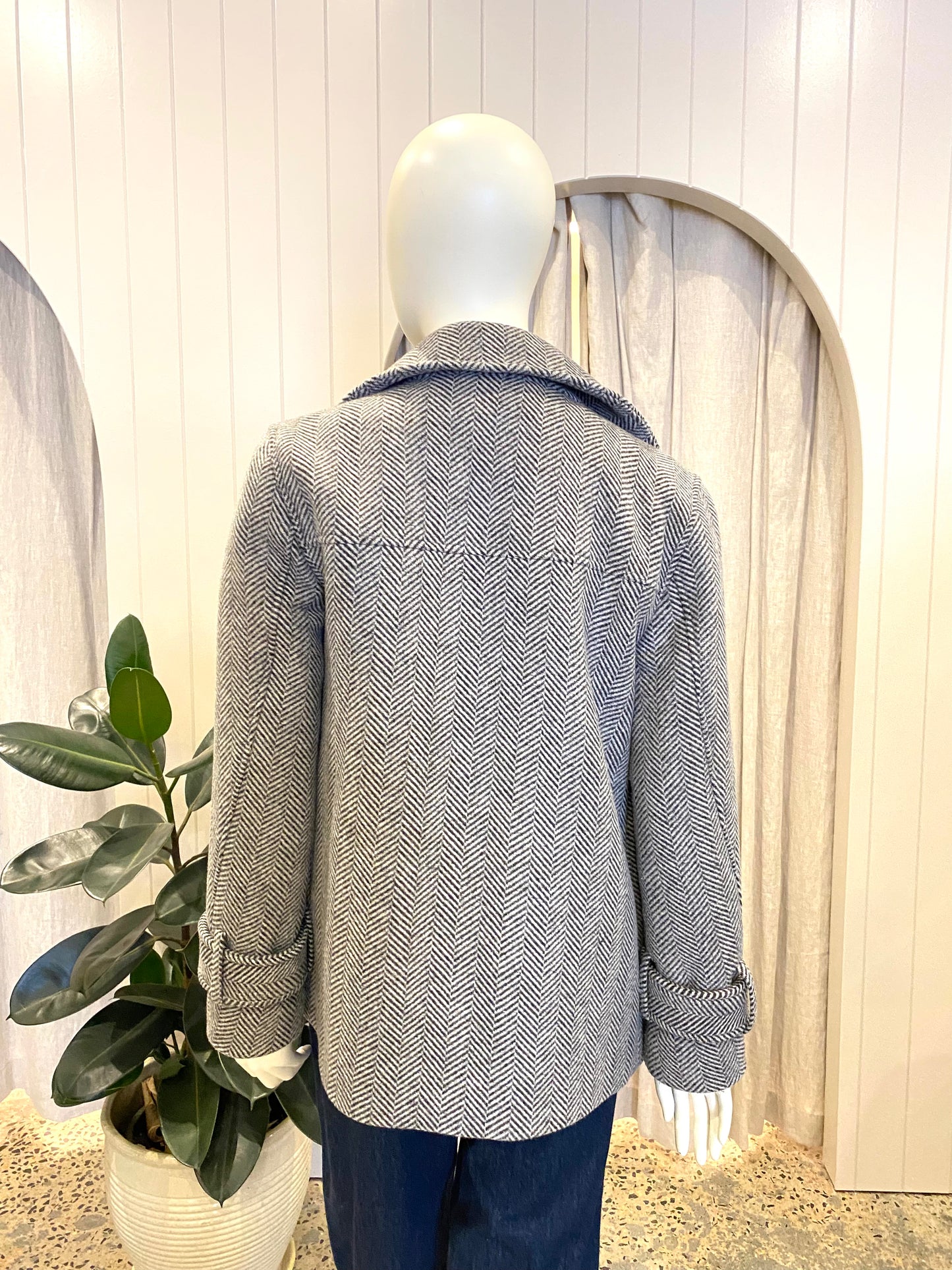 Country Road Grey Herringbone Pea Coat - Size 4